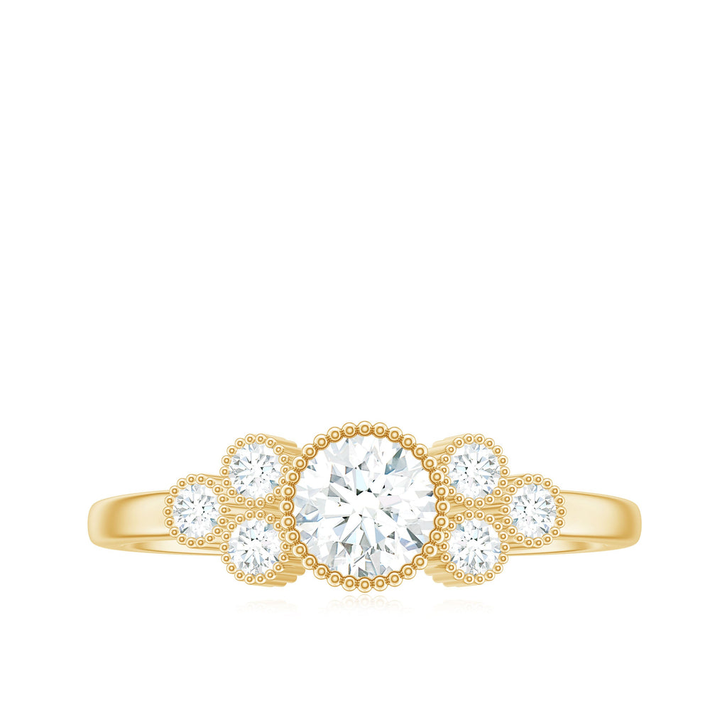 Moissanite Classic Engagement Ring with Beaded Details