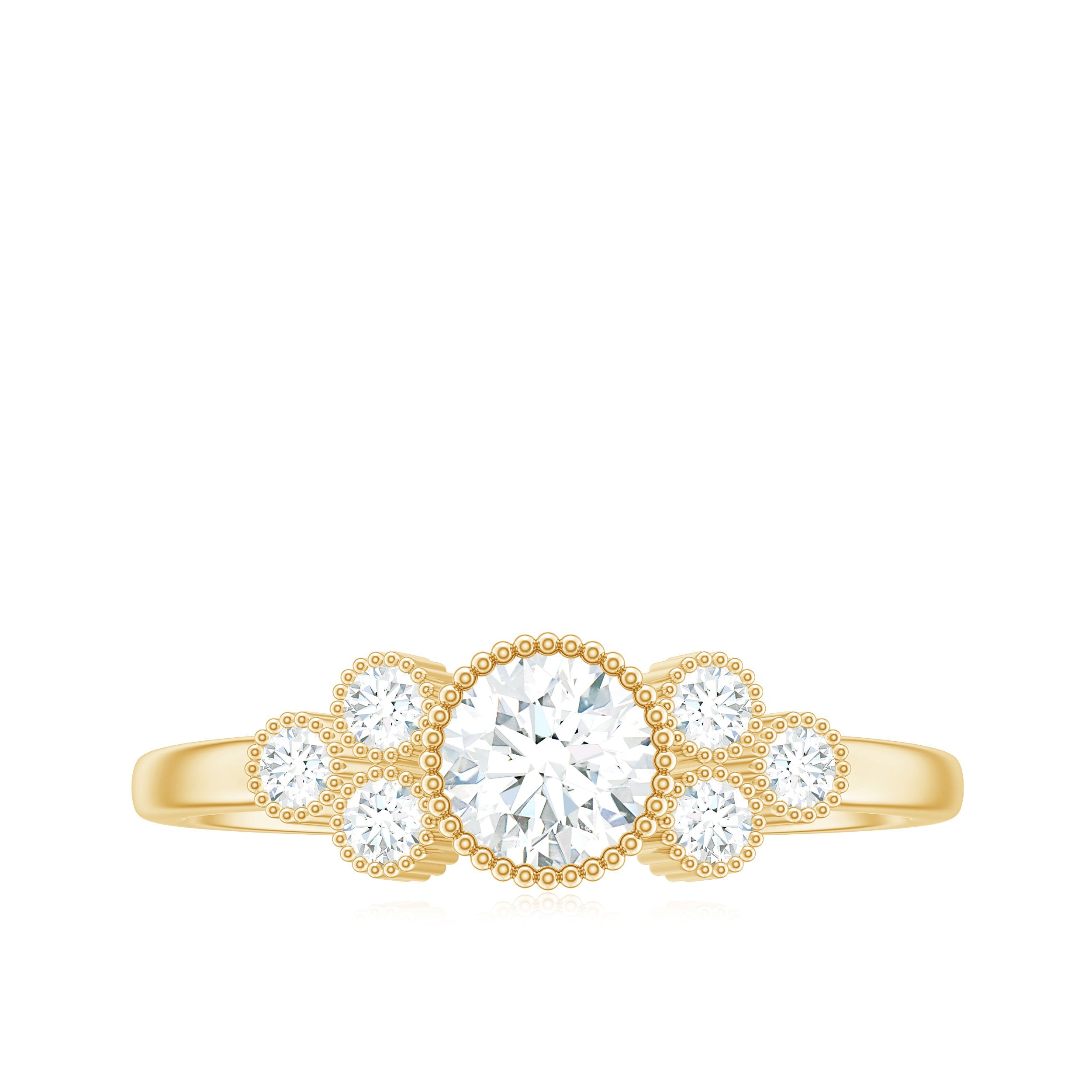 Moissanite Classic Engagement Ring with Beaded Details