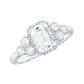 1.8 Carat Emerald Cut Moissanite Classic Engagement Ring with Beaded Details