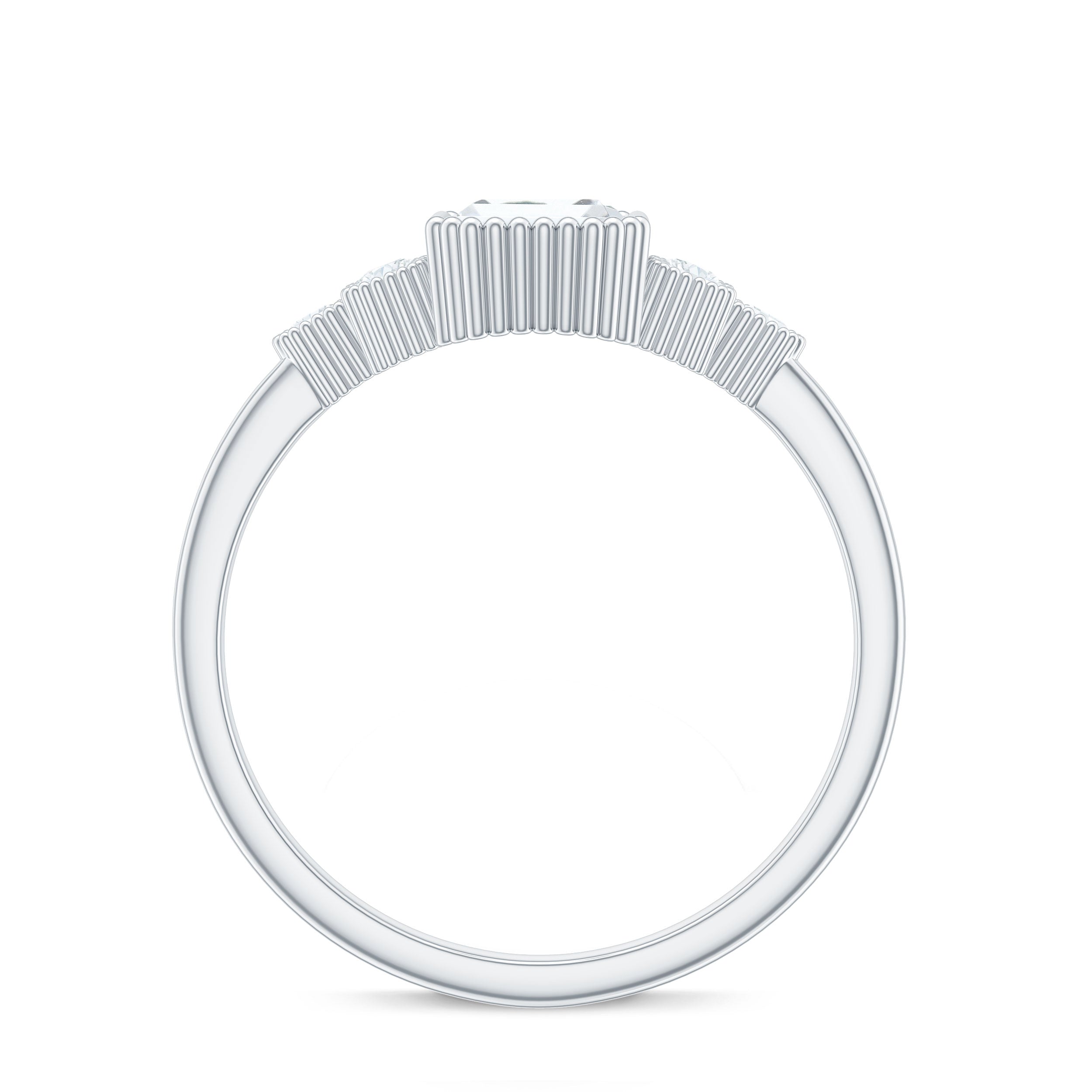 1.8 Carat Emerald Cut Moissanite Classic Engagement Ring with Beaded Details