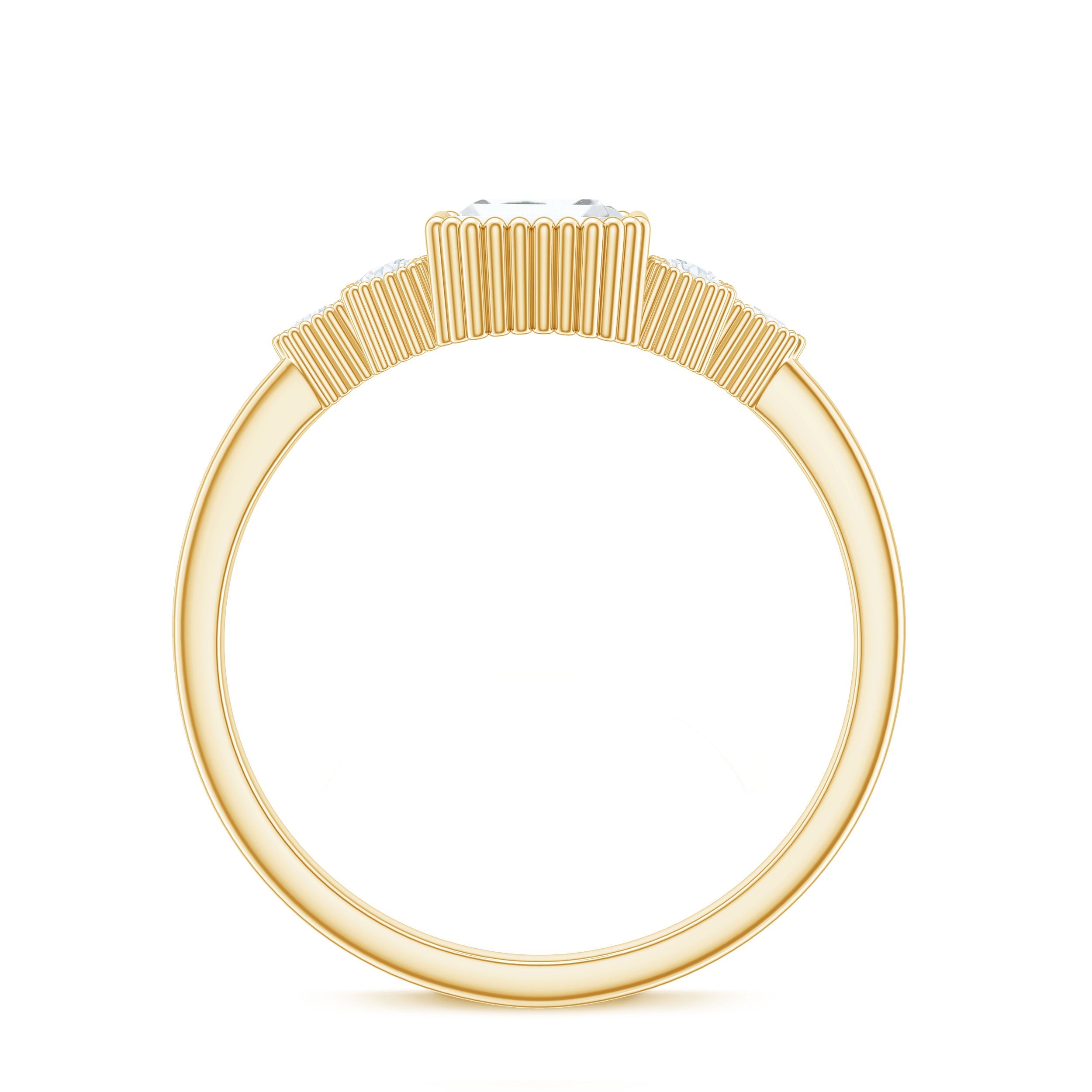 1.8 Carat Emerald Cut Moissanite Classic Engagement Ring with Beaded Details