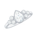0.7 Carat Pear Shaped Moissanite Classic Engagement Ring with Beaded Details