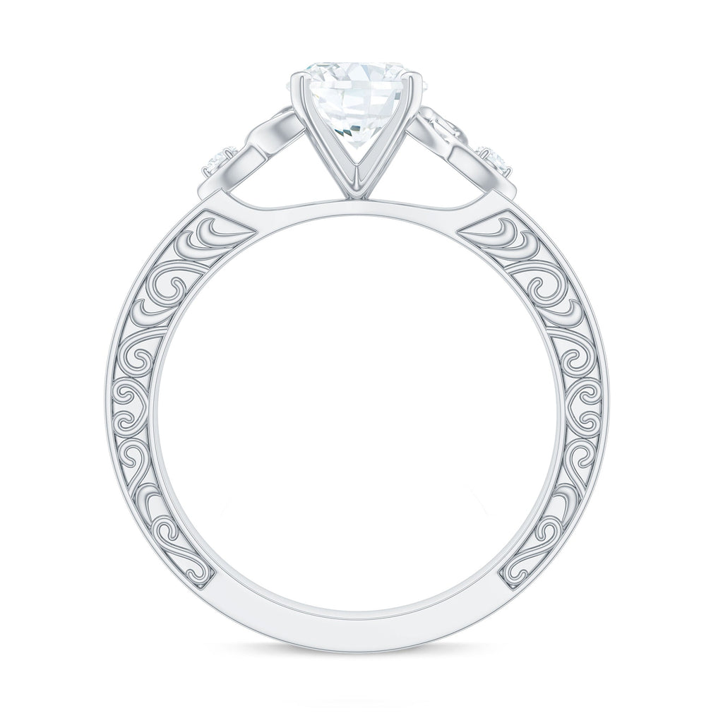 1.2 Carat Oval Cut Moissanite Celtic Engagement Ring with Engraving Details