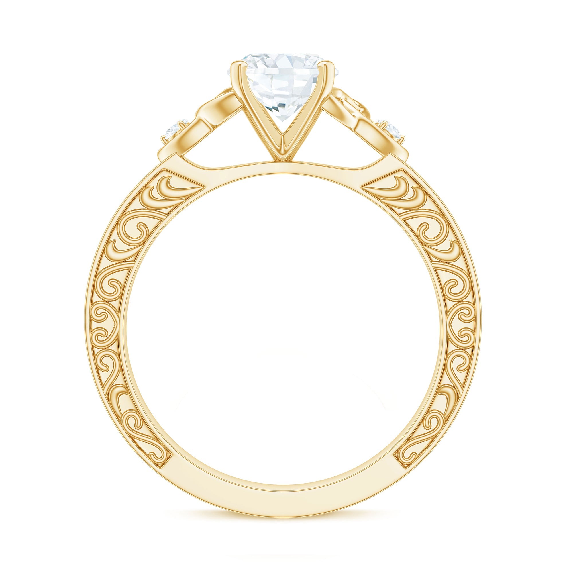 1.2 Carat Oval Cut Moissanite Celtic Engagement Ring with Engraving Details