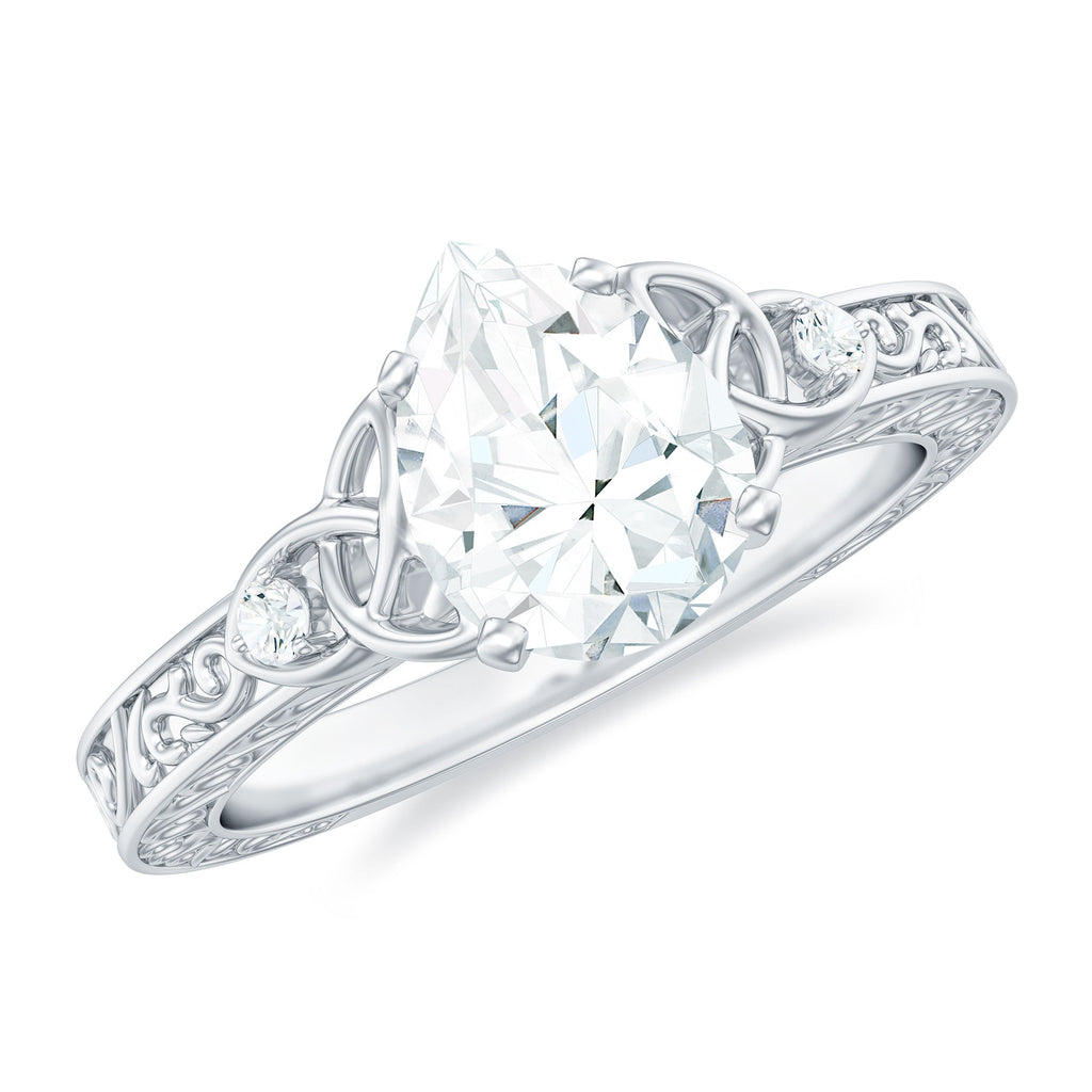 1.3 Carat Certified Moissanite Teardrop Solitaire Engagement Ring with Engraved Shank