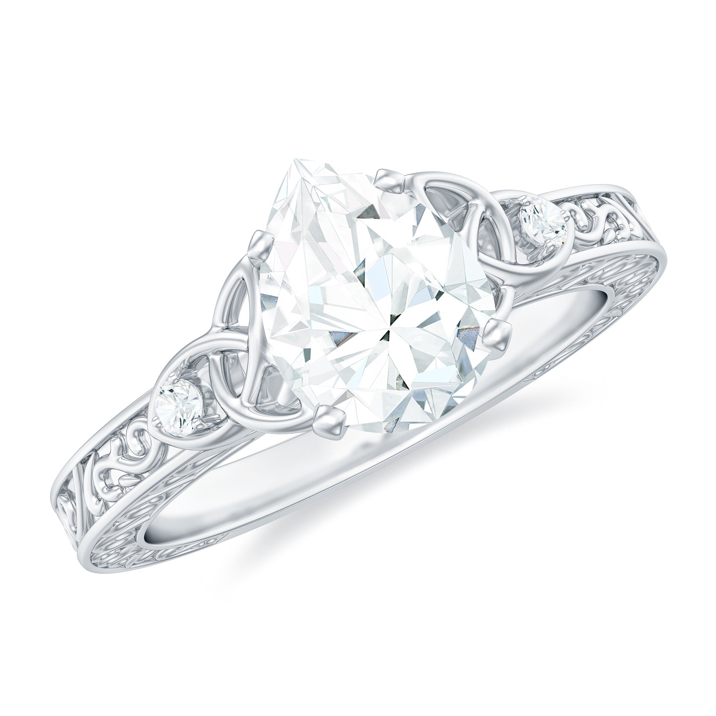 1.3 Carat Certified Moissanite Teardrop Solitaire Engagement Ring with Engraved Shank