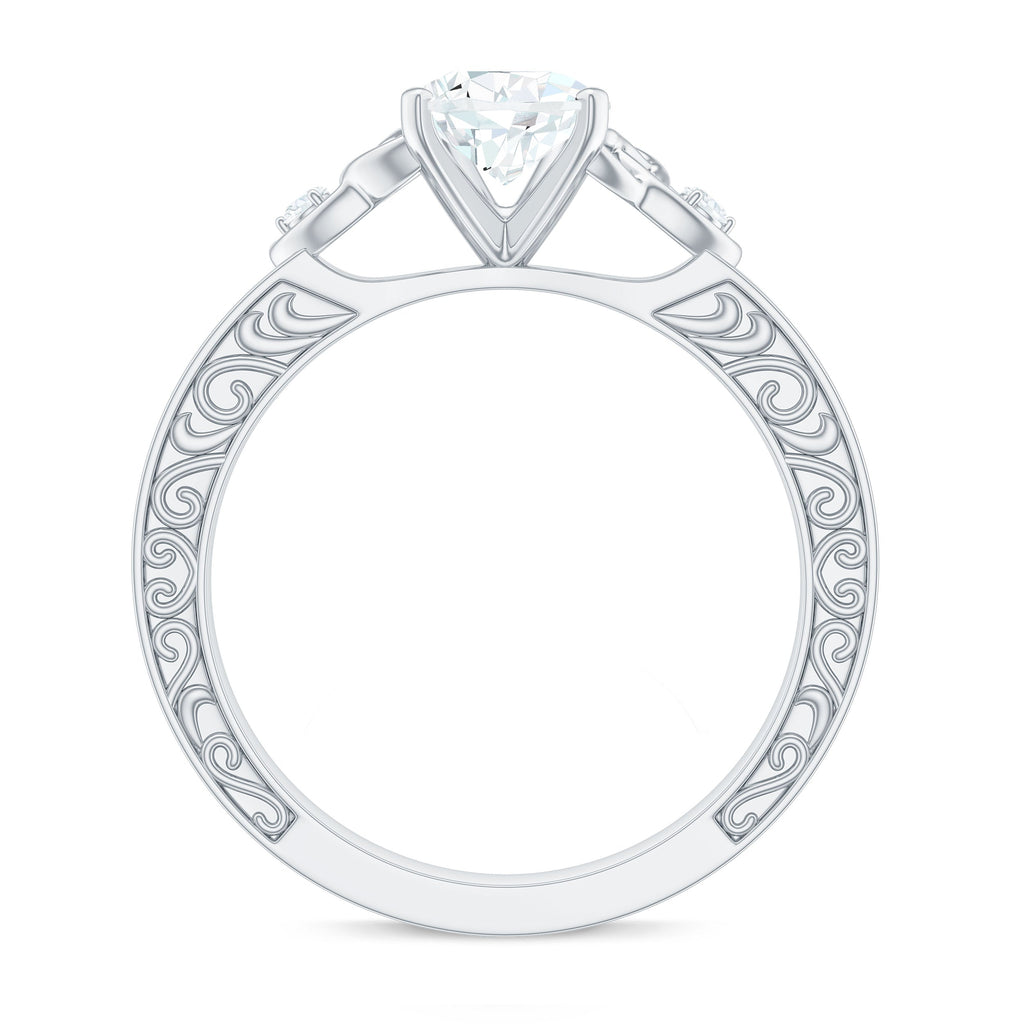 1.3 Carat Certified Moissanite Teardrop Solitaire Engagement Ring with Engraved Shank