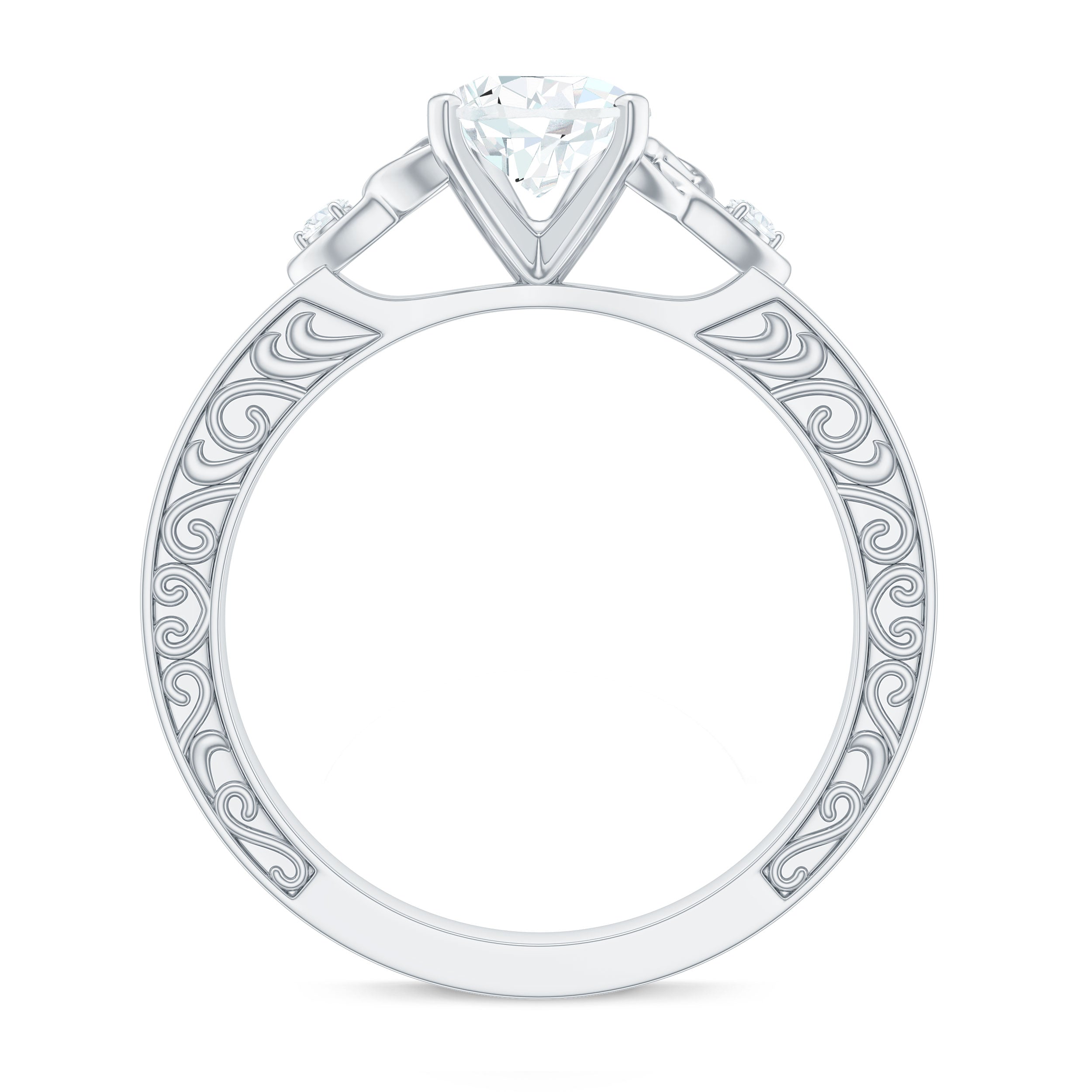 1.3 Carat Certified Moissanite Teardrop Solitaire Engagement Ring with Engraved Shank