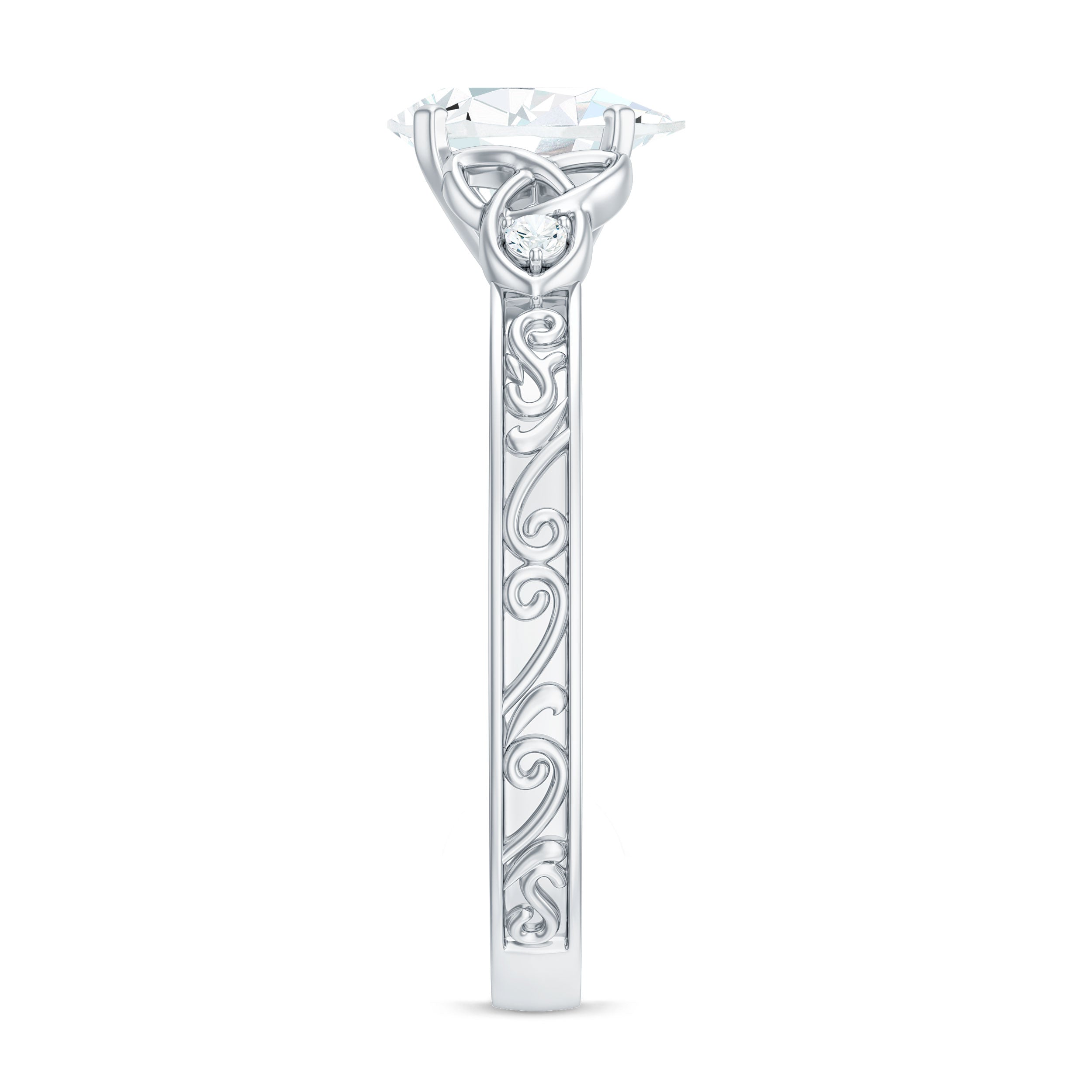 1.3 Carat Certified Moissanite Teardrop Solitaire Engagement Ring with Engraved Shank
