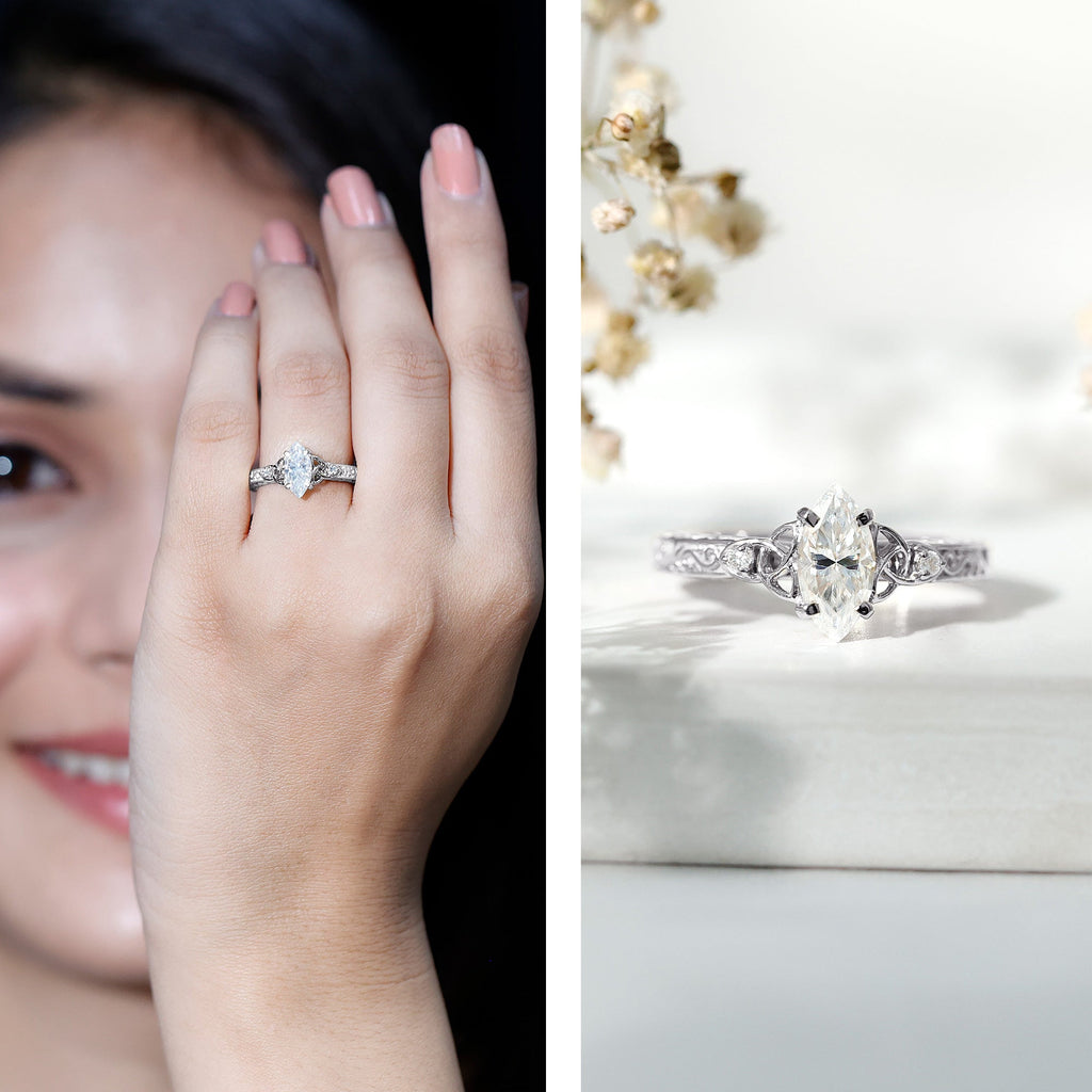Antique Style Moissanite Celtic Knot Engagement Ring