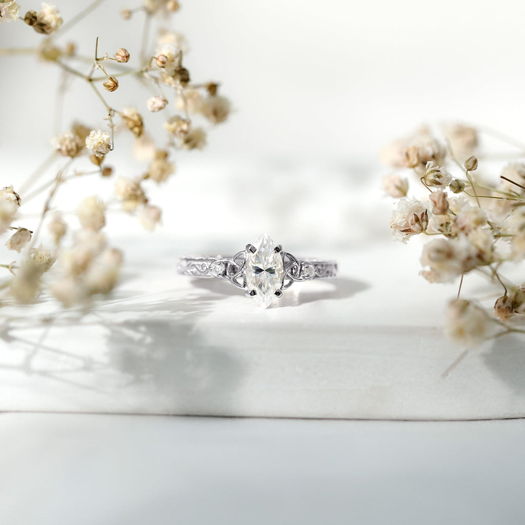 Antique Style Moissanite Celtic Knot Engagement Ring