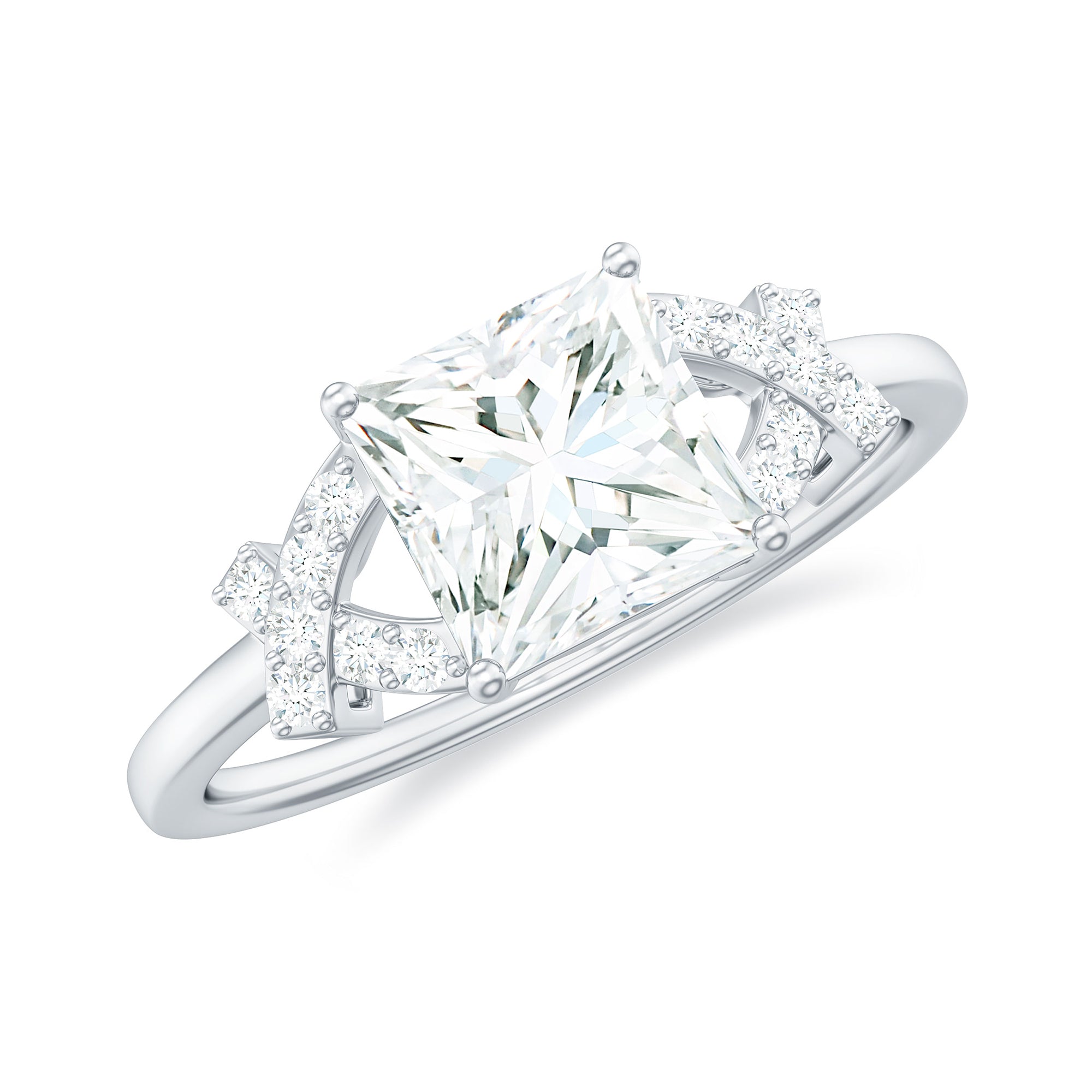 1.2 Carat Princess Cut Moissanite Solitaire Engagement Ring