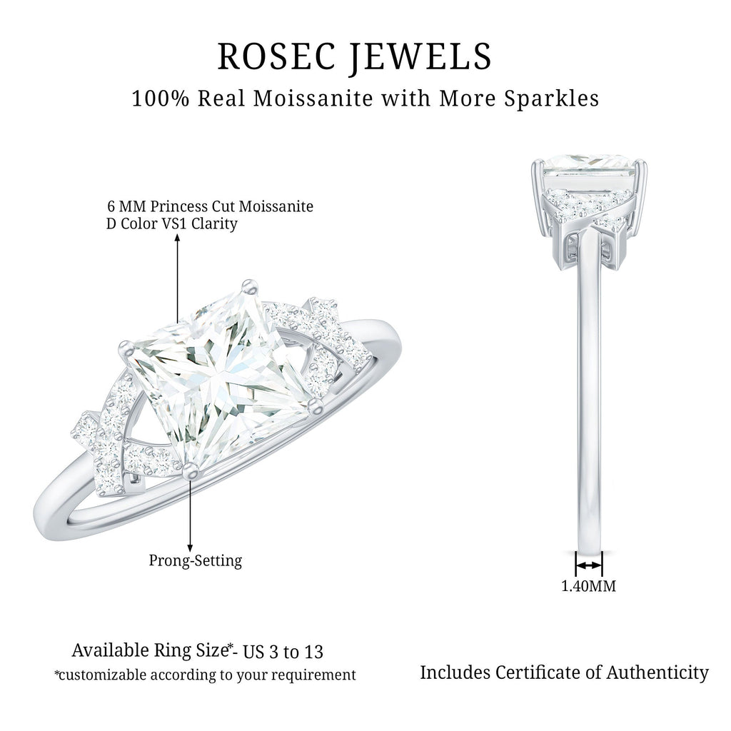 1.2 Carat Princess Cut Moissanite Solitaire Engagement Ring