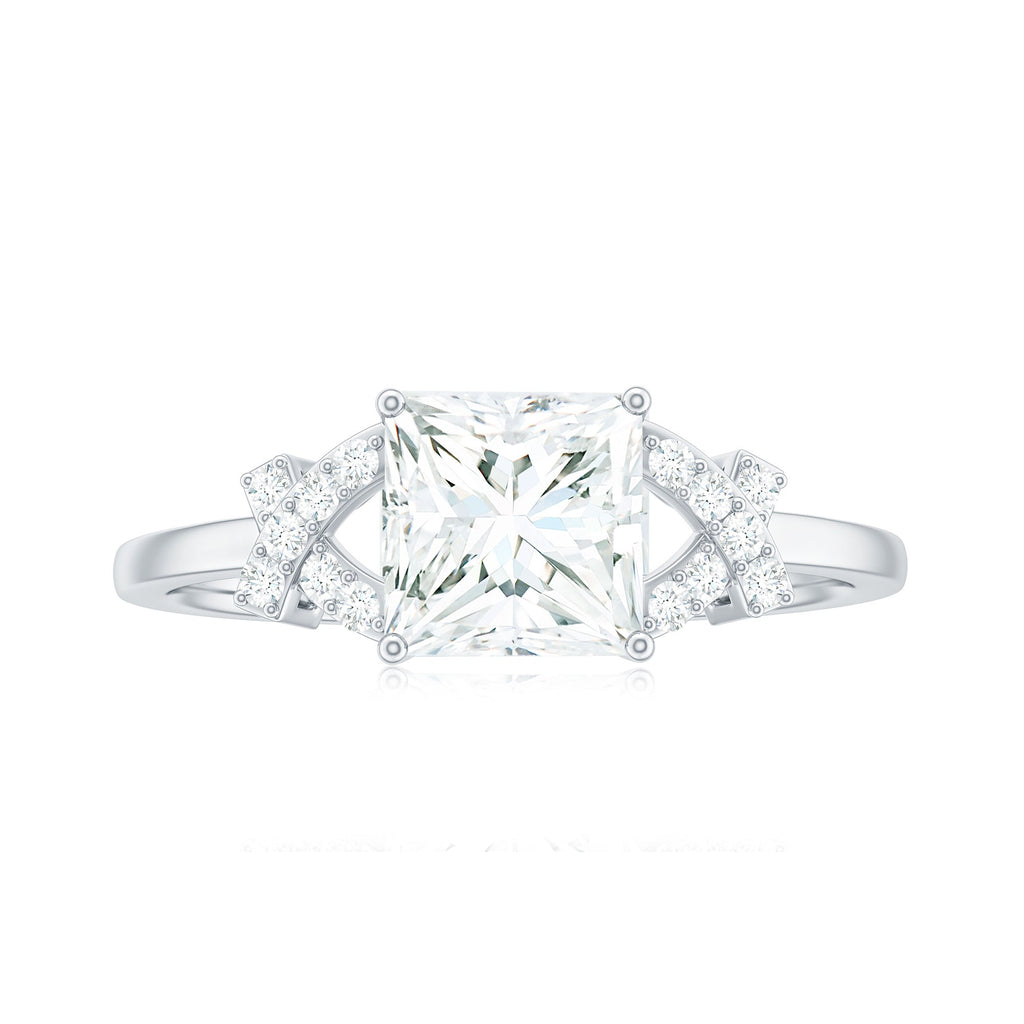 1.2 Carat Princess Cut Moissanite Solitaire Engagement Ring