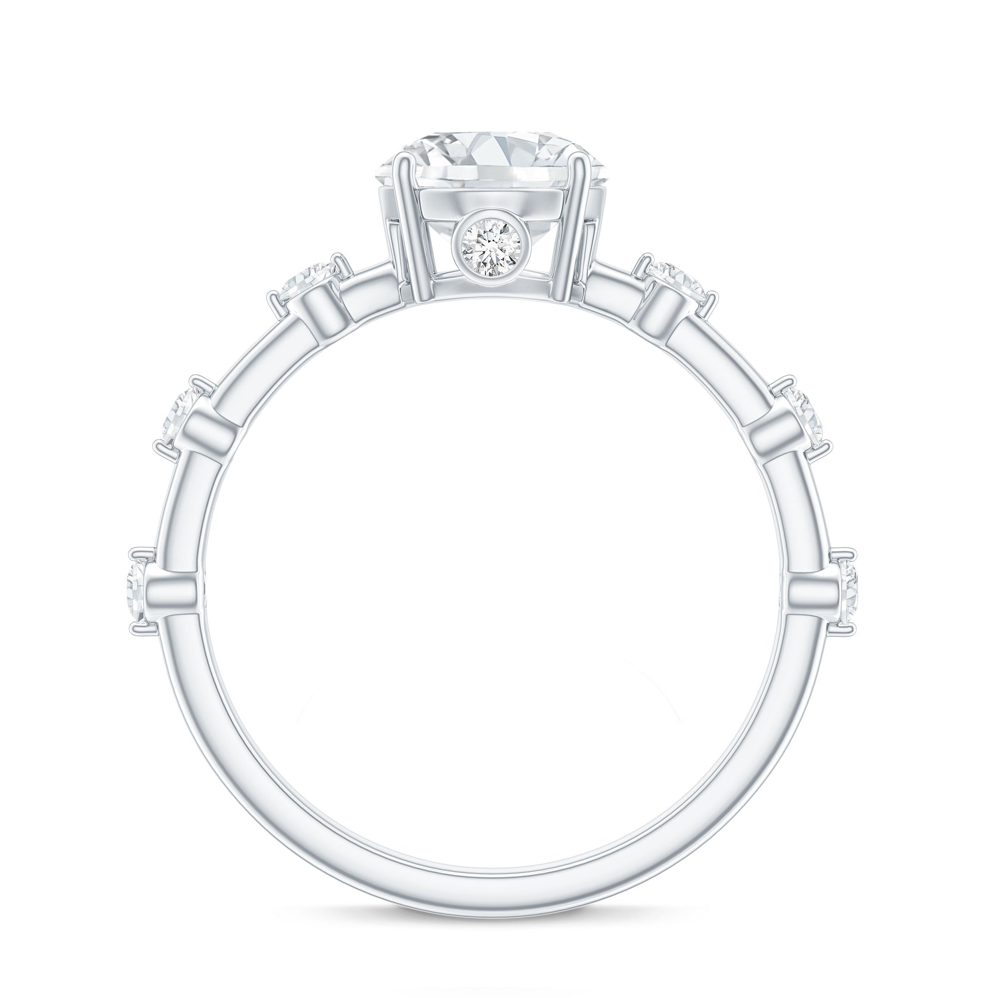 Certified Round Shape Moissanite Solitaire Engagement Ring