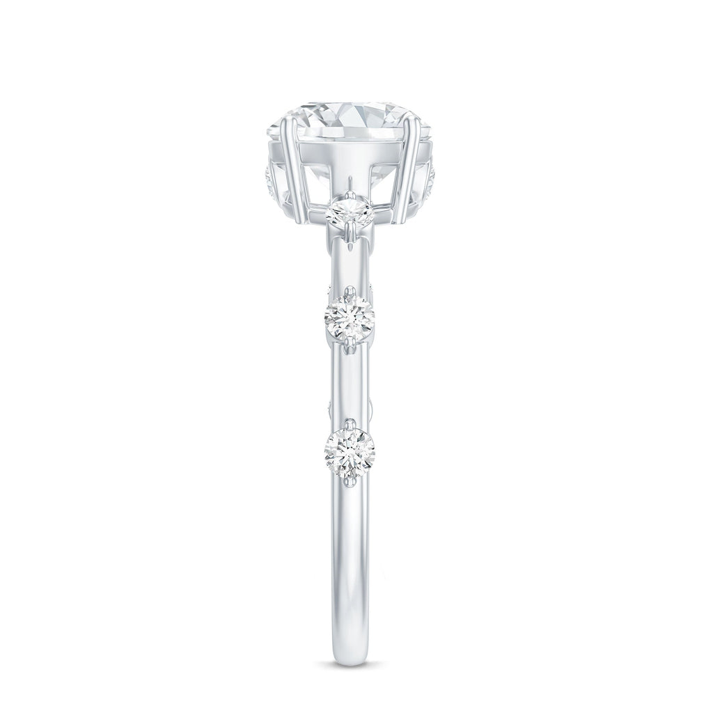 Certified Round Shape Moissanite Solitaire Engagement Ring