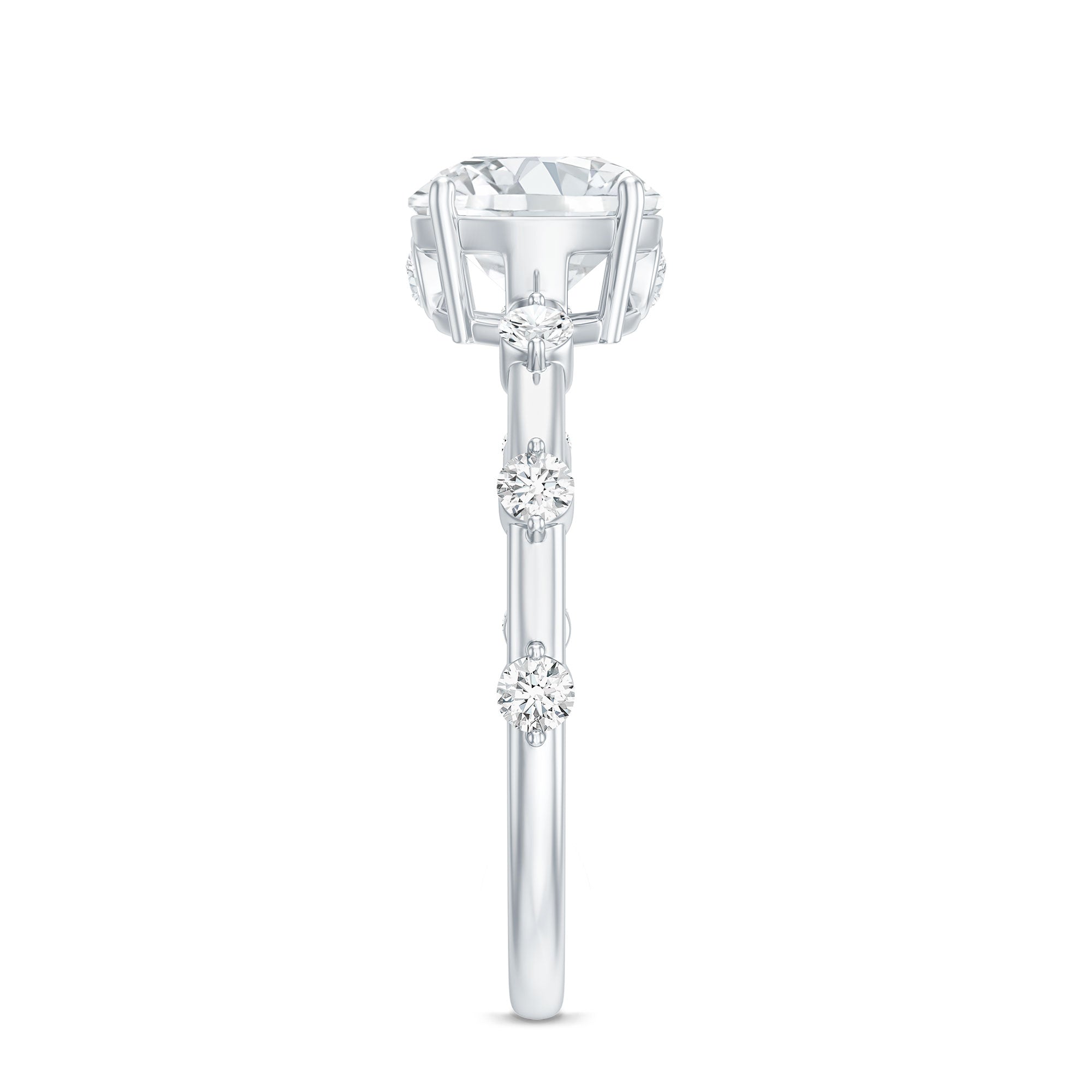 Certified Round Shape Moissanite Solitaire Engagement Ring
