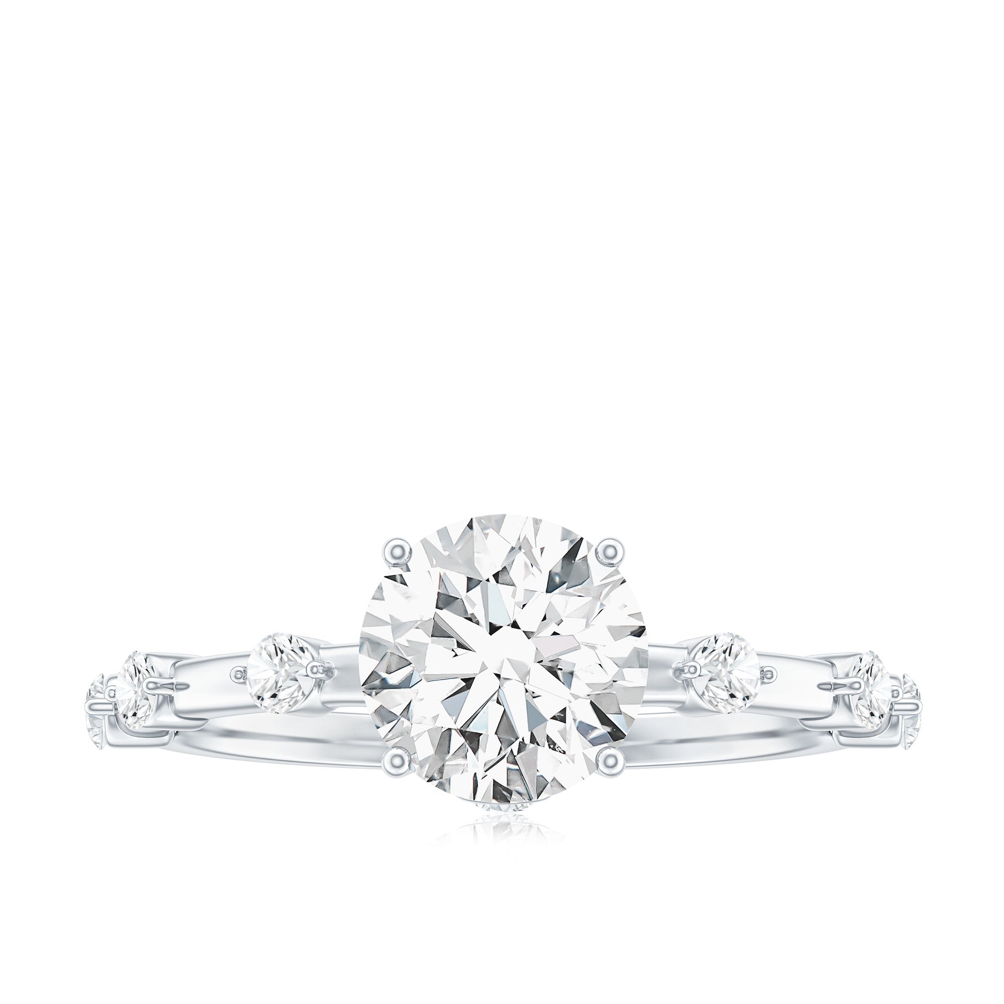 Certified Round Shape Moissanite Solitaire Engagement Ring