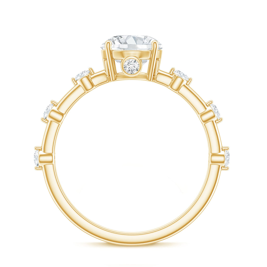 Certified Round Shape Moissanite Solitaire Engagement Ring
