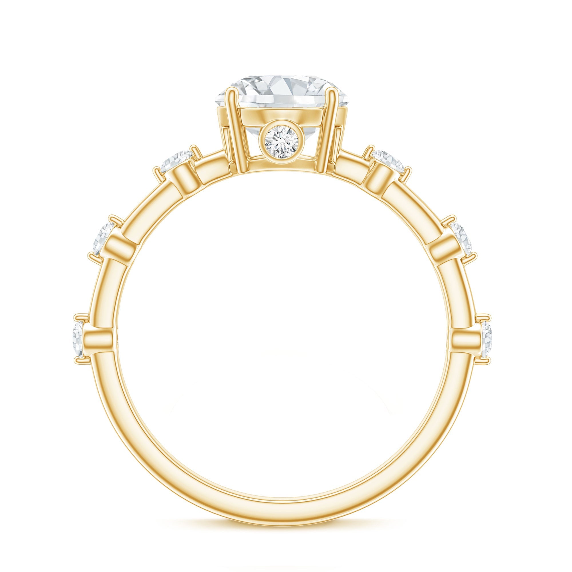 Certified Round Shape Moissanite Solitaire Engagement Ring