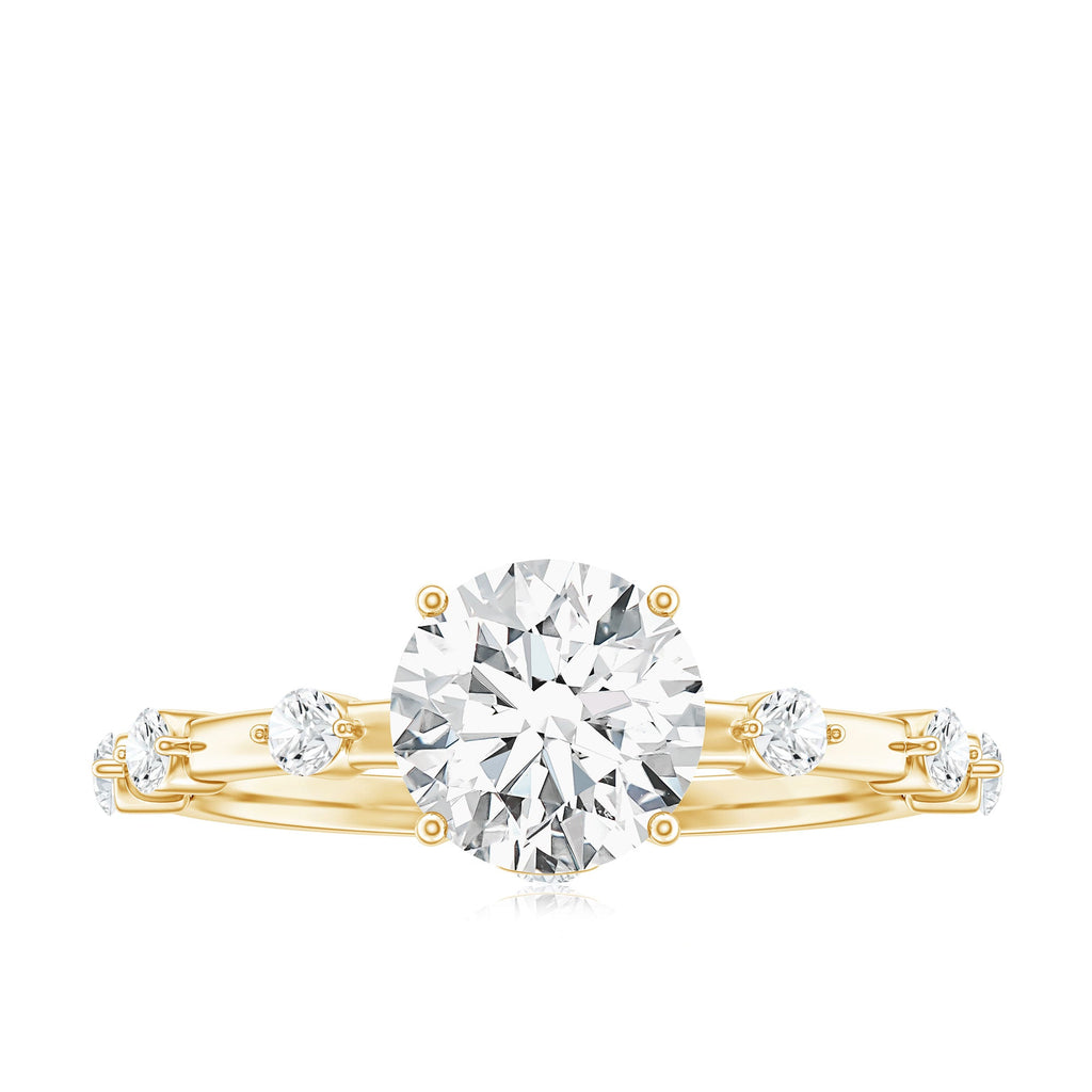 Certified Round Shape Moissanite Solitaire Engagement Ring