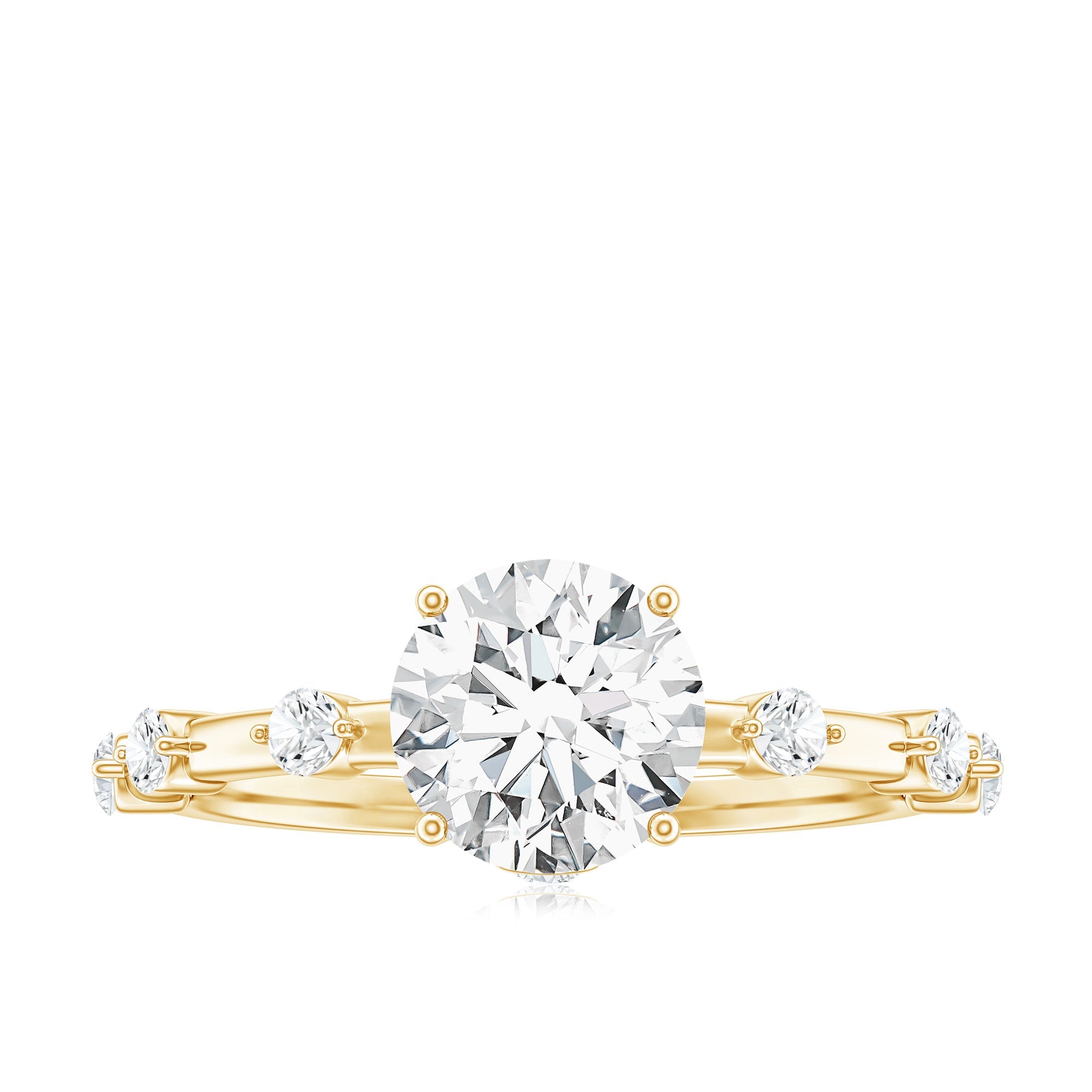 Certified Round Shape Moissanite Solitaire Engagement Ring