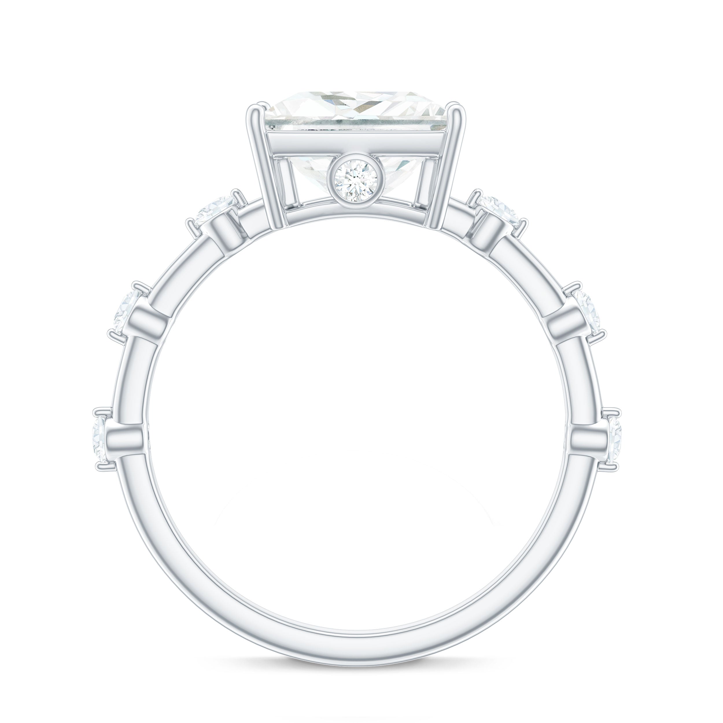 3 Carat Certified Princess Cut Moissanite Solitaire Engagement Ring