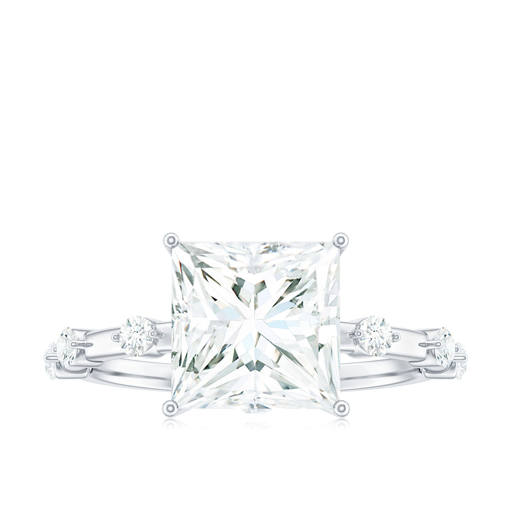 3 Carat Certified Princess Cut Moissanite Solitaire Engagement Ring