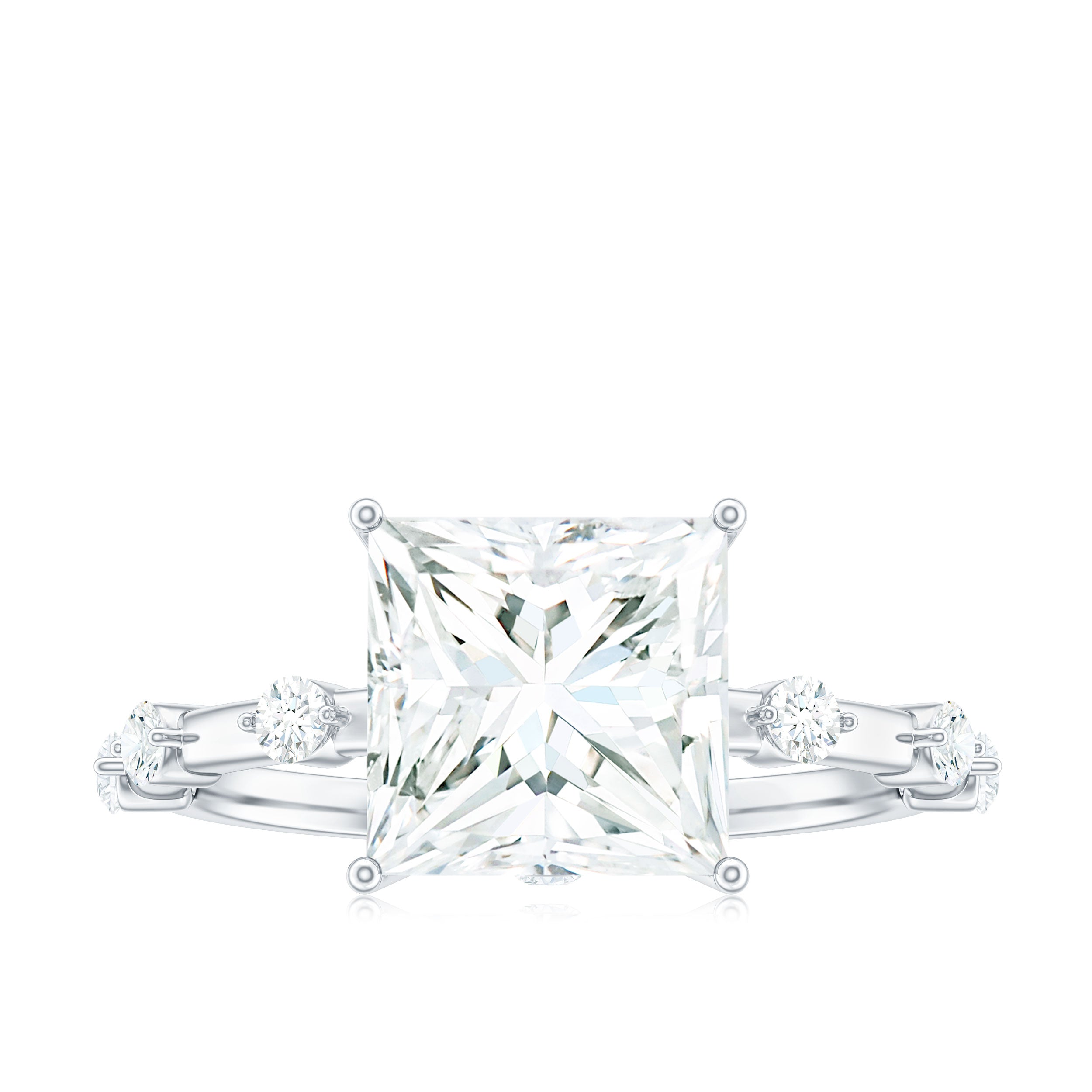 3 Carat Certified Princess Cut Moissanite Solitaire Engagement Ring