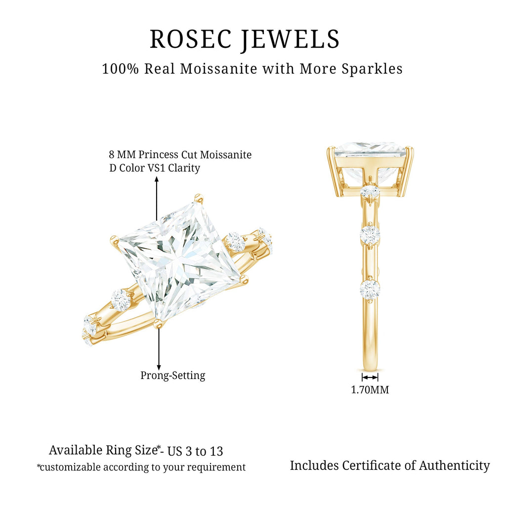 3 Carat Certified Princess Cut Moissanite Solitaire Engagement Ring