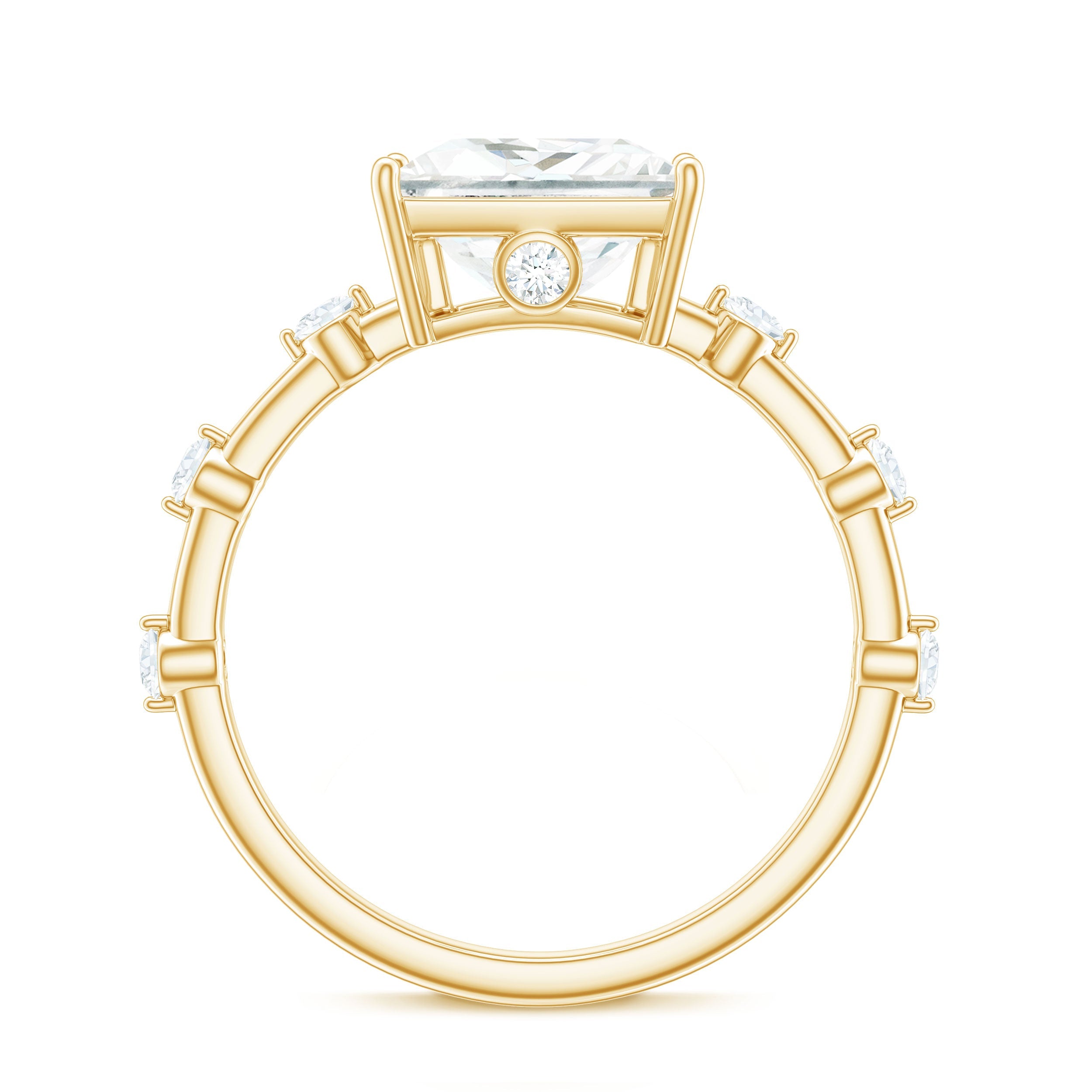 3 Carat Certified Princess Cut Moissanite Solitaire Engagement Ring