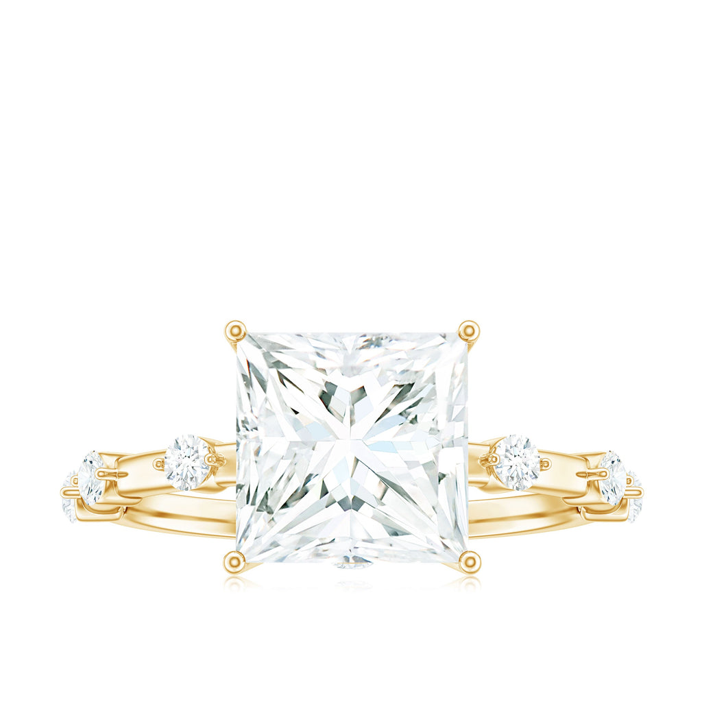 3 Carat Certified Princess Cut Moissanite Solitaire Engagement Ring