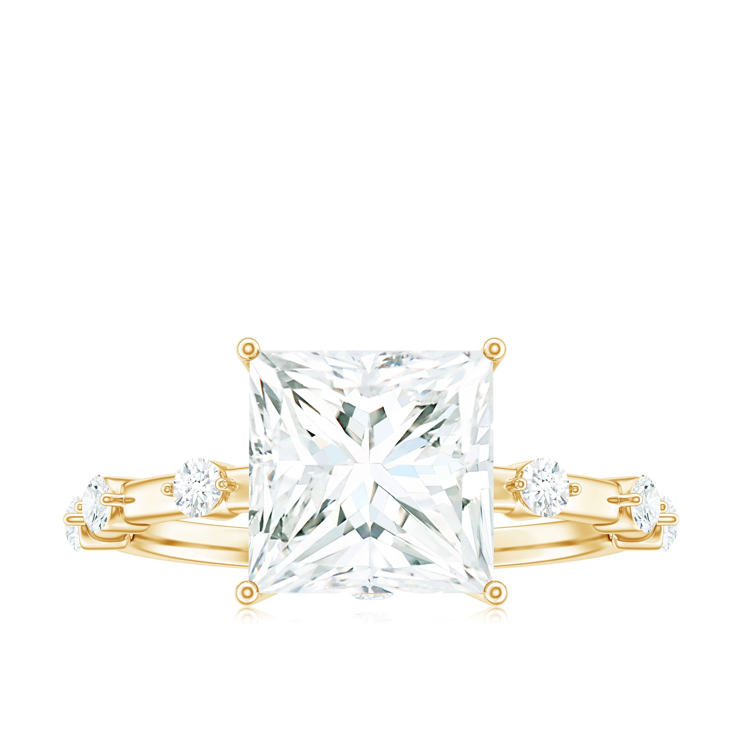3 Carat Certified Princess Cut Moissanite Solitaire Engagement Ring