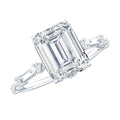 Emerald Cut Moissanite Large Engagement Ring With Certificate