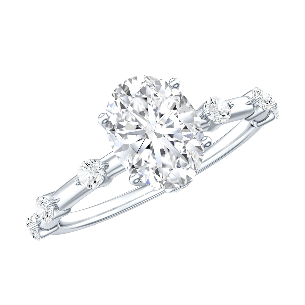 Certified 1 Carat Moissanite Oval Engagement Ring for Women