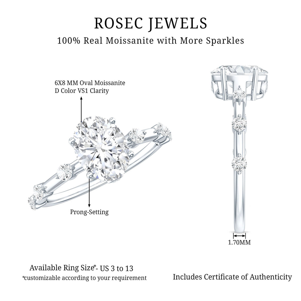 Certified 1 Carat Moissanite Oval Engagement Ring for Women