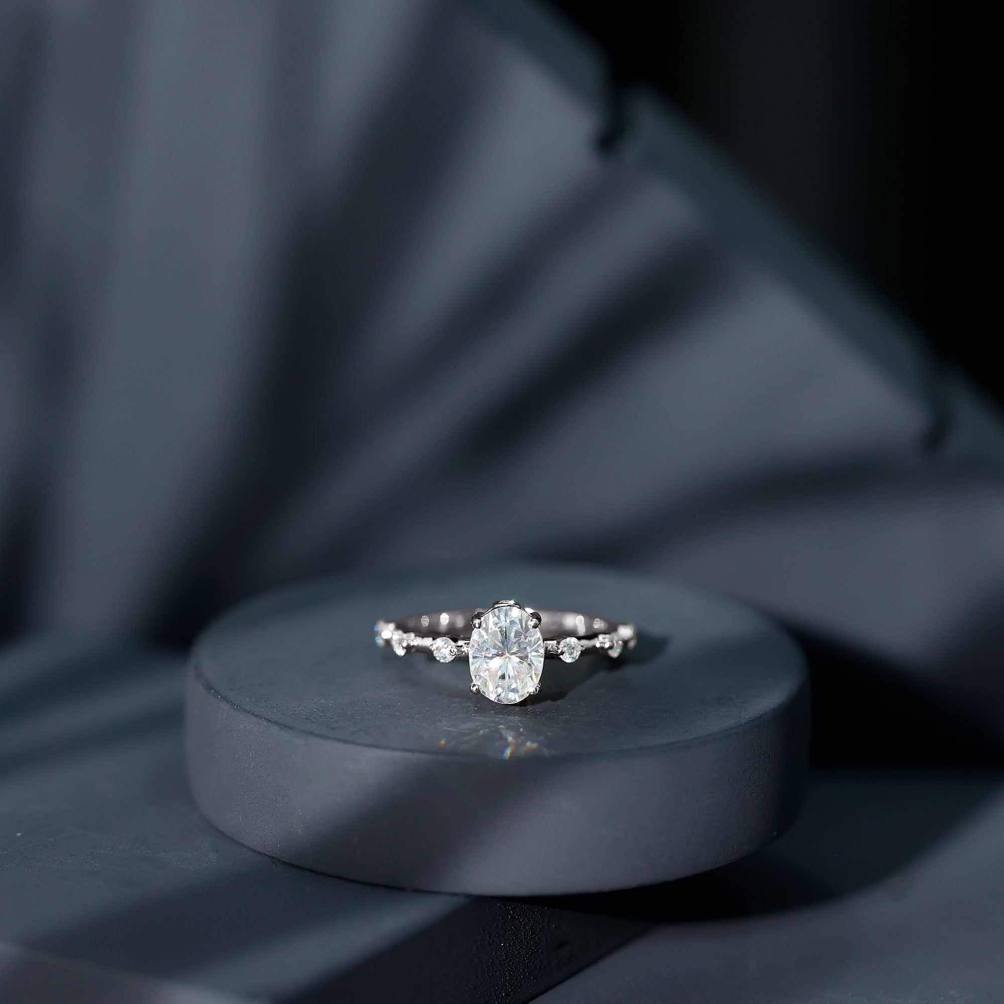 Certified 1 Carat Moissanite Oval Engagement Ring for Women