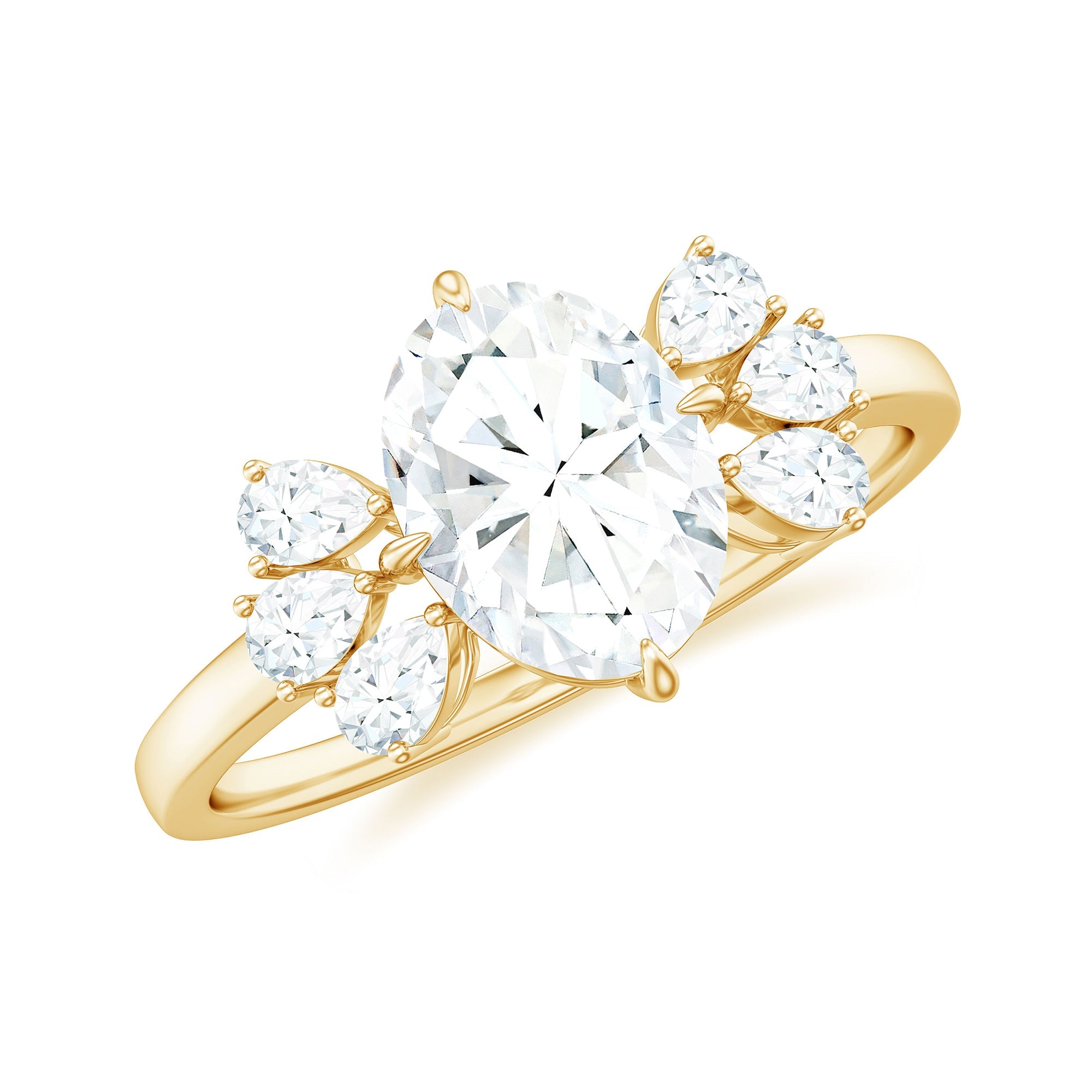 1.2 Carat Oval Cut Moissanite Designer Engagement Ring