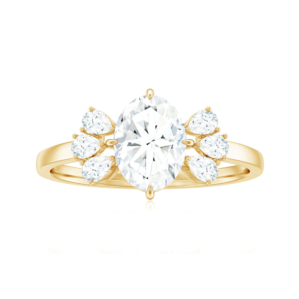 1.2 Carat Oval Cut Moissanite Designer Engagement Ring