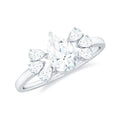 Certified Moissanite Pear Shape Engagement Ring with Trio