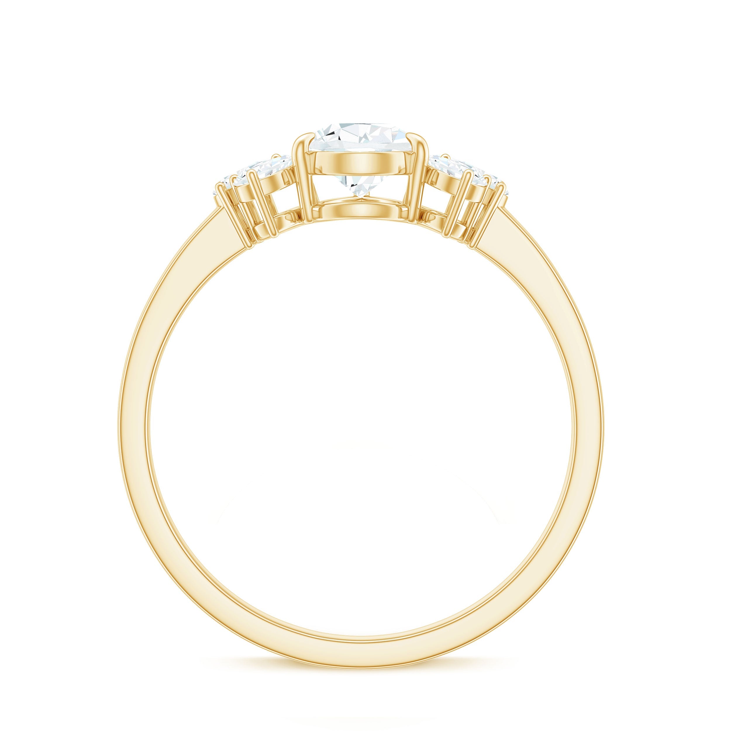 Certified Moissanite Pear Shape Engagement Ring with Trio