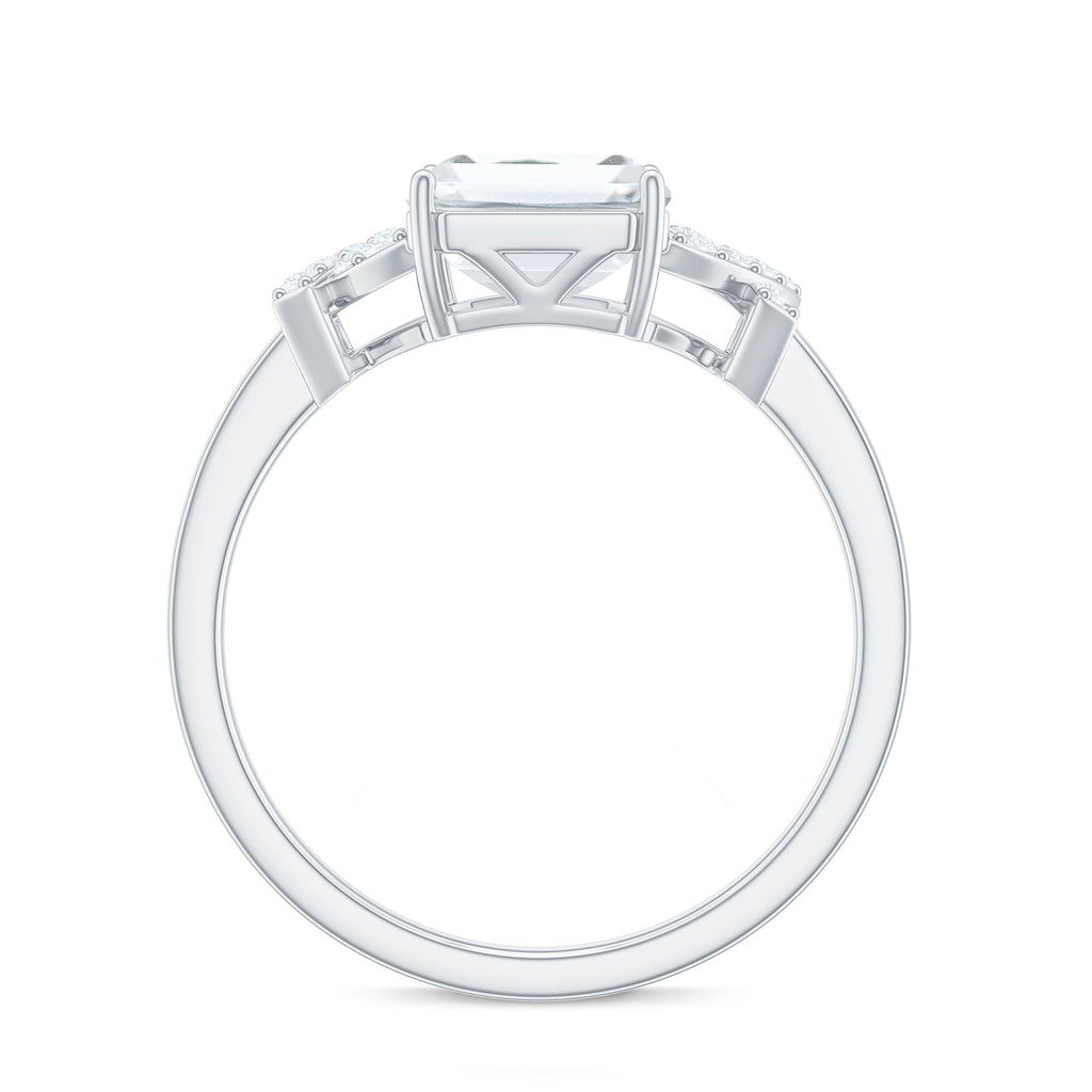 2.8 Carat Emerald Cut Certified Moissanite Solitaire Engagement Ring