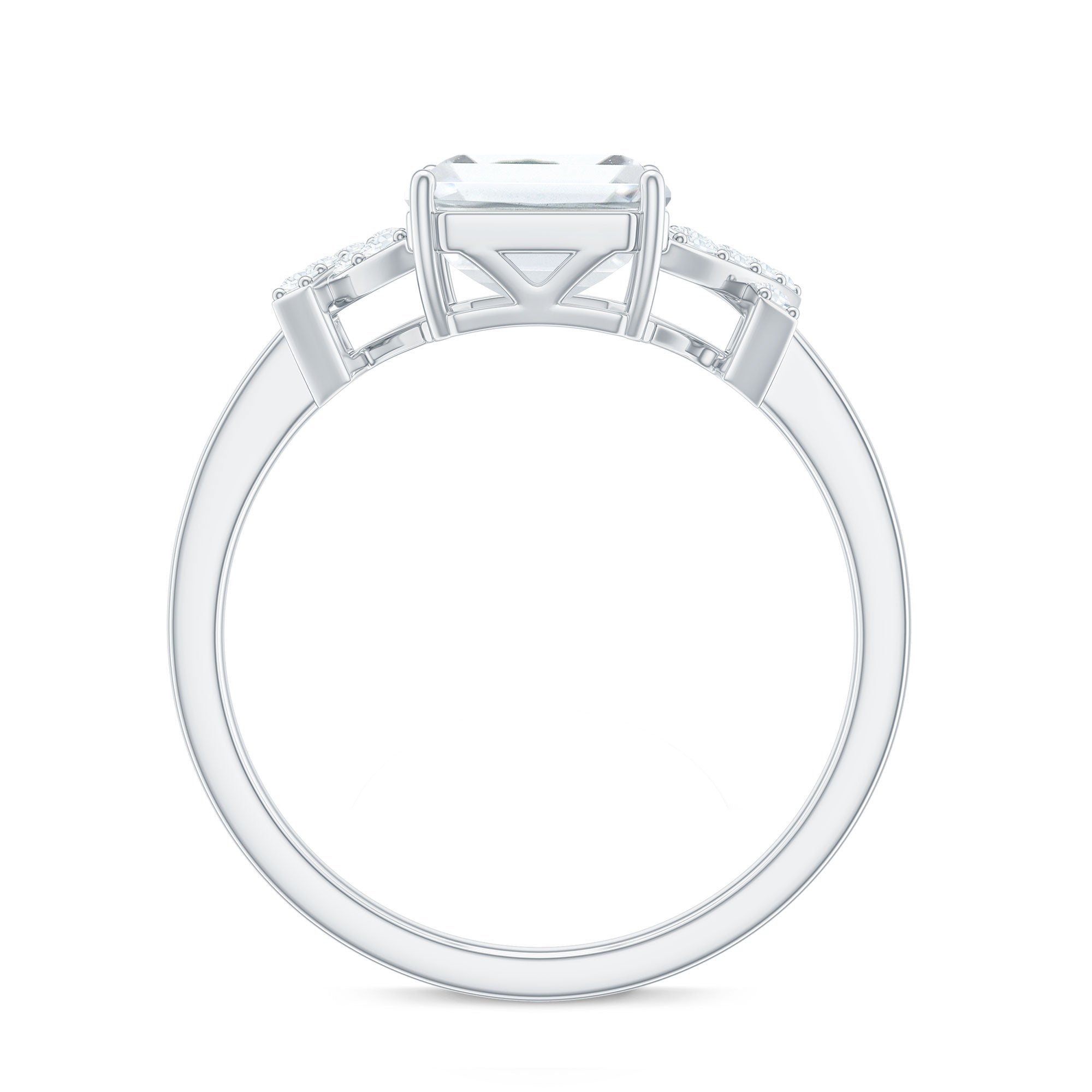 2.8 Carat Emerald Cut Certified Moissanite Solitaire Engagement Ring