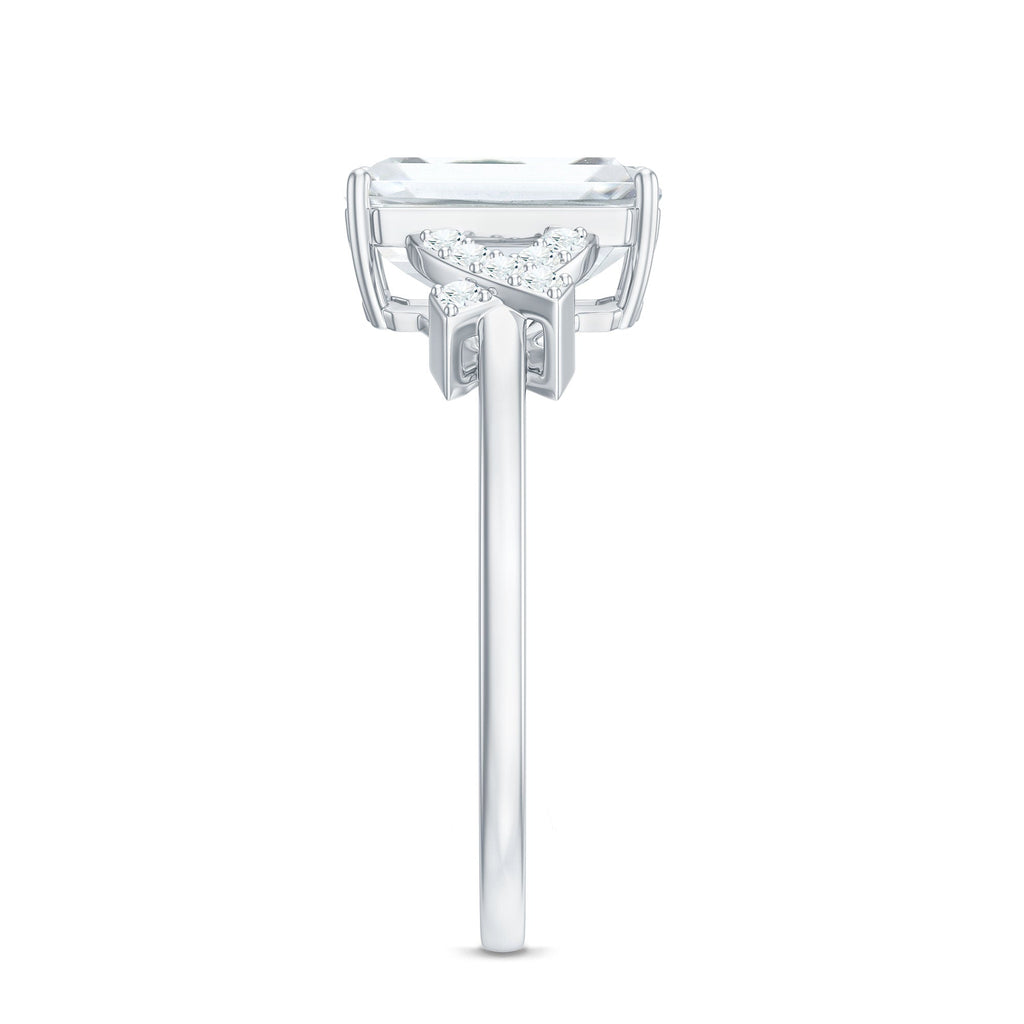 2.8 Carat Emerald Cut Certified Moissanite Solitaire Engagement Ring