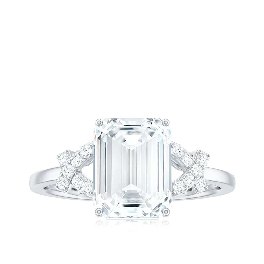 2.8 Carat Emerald Cut Certified Moissanite Solitaire Engagement Ring