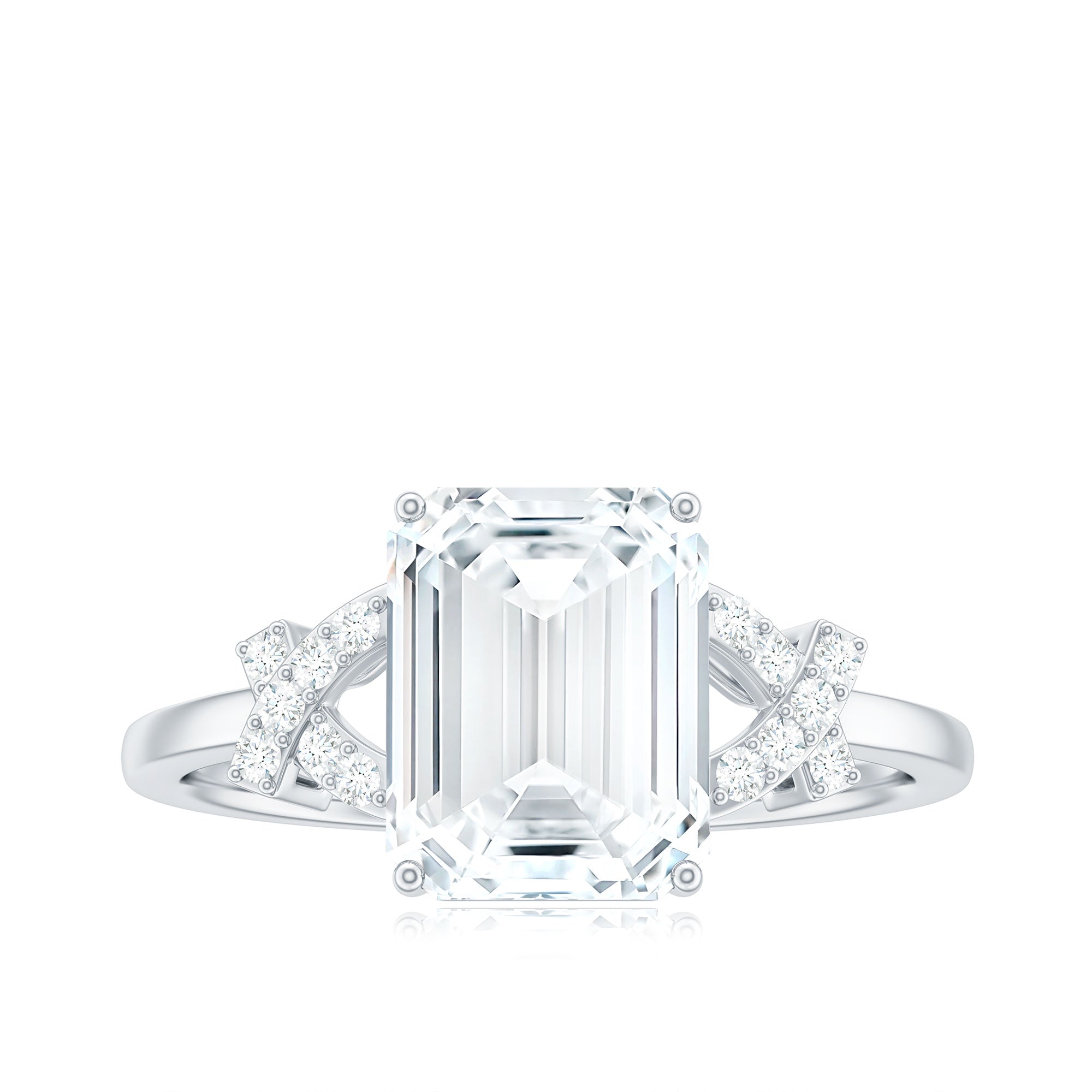 2.8 Carat Emerald Cut Certified Moissanite Solitaire Engagement Ring