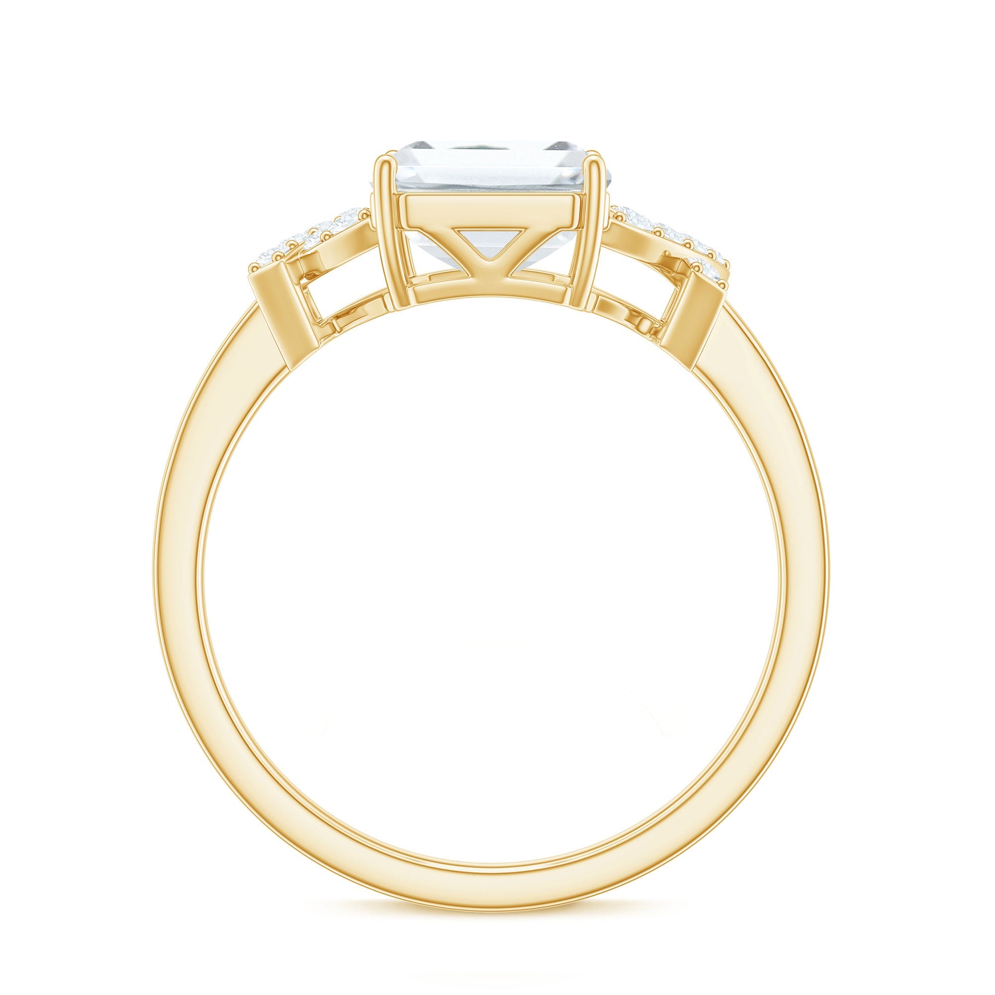 2.8 Carat Emerald Cut Certified Moissanite Solitaire Engagement Ring