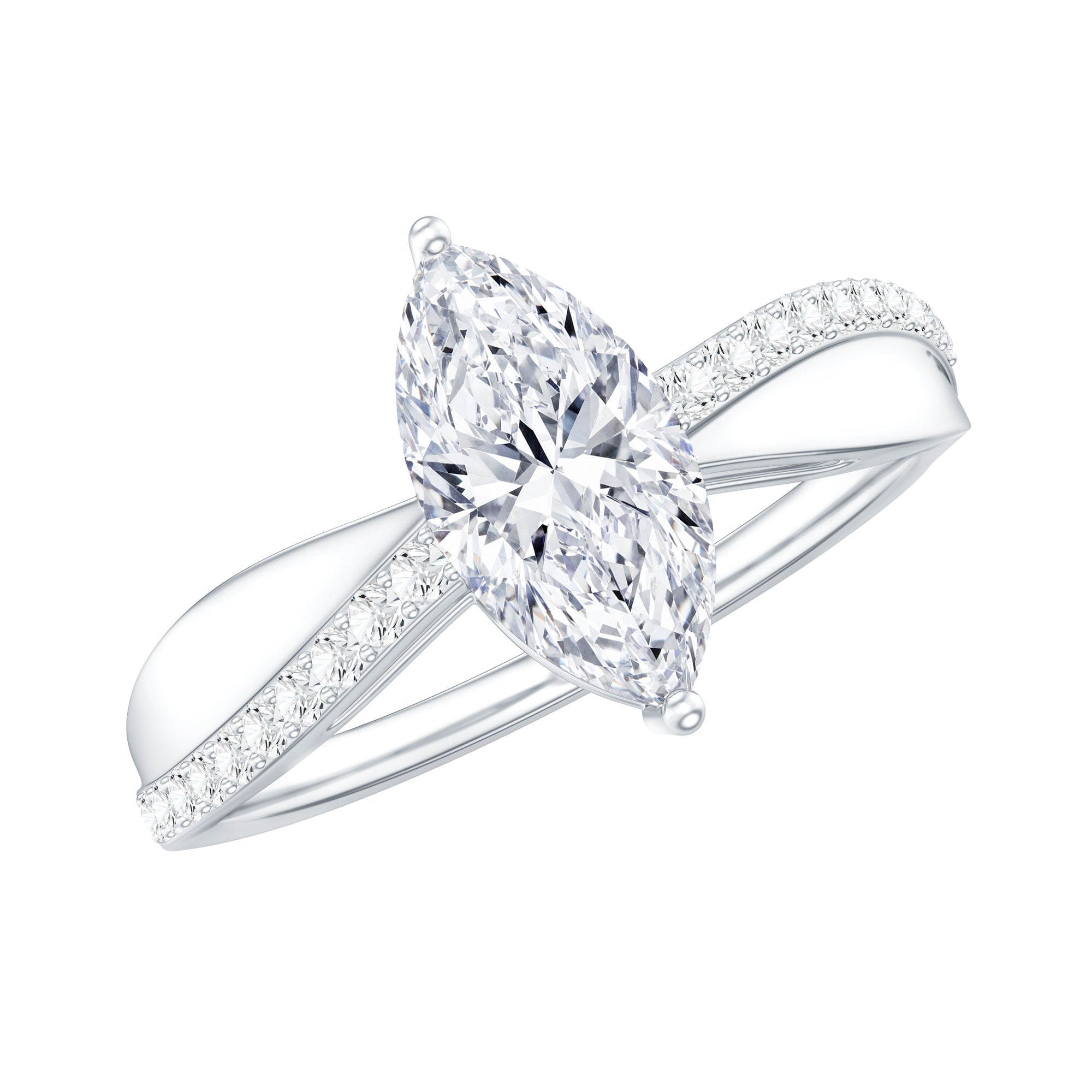 Classic Marquise Cut Moissanite Solitaire Engagement Ring