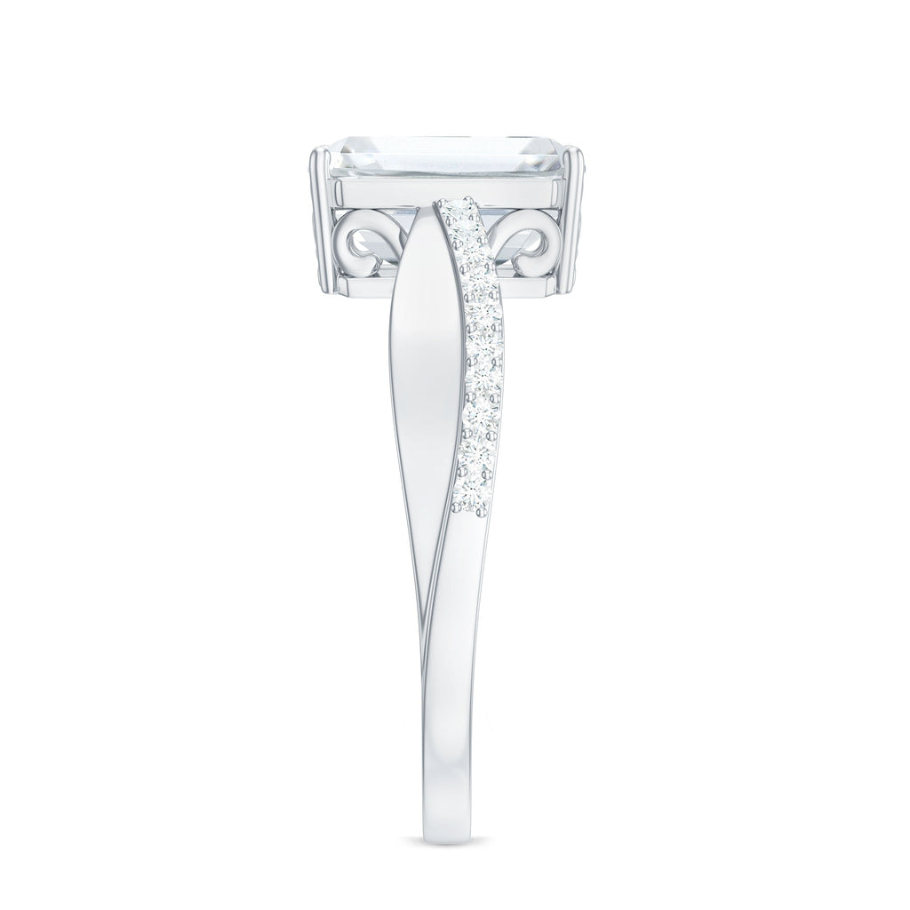 2.8 Carat Emerald Cut Moissanite Solitaire Classic Engagement Ring