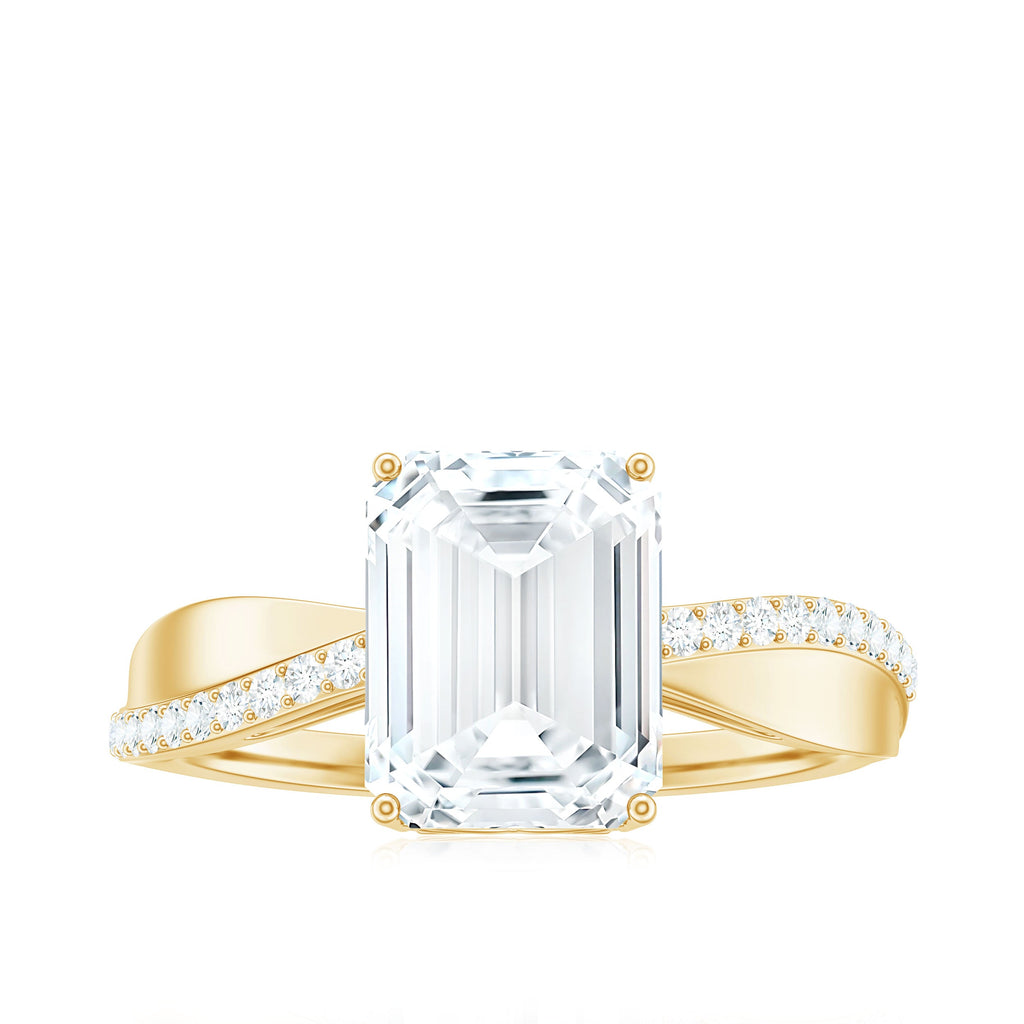 2.8 Carat Emerald Cut Moissanite Solitaire Classic Engagement Ring